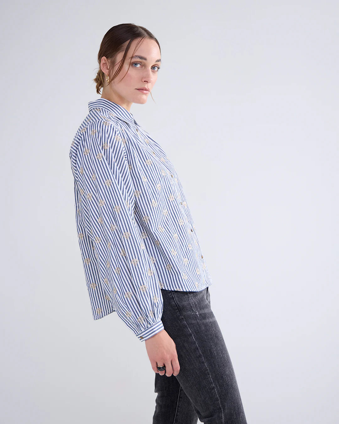 Scattered Embrostripe Blouse with in Mist