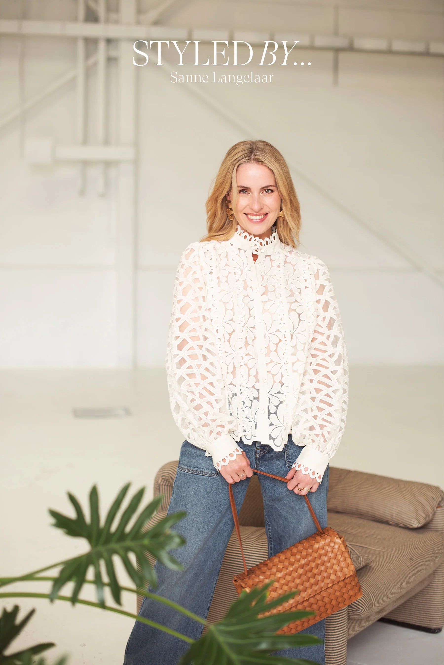 Lace Organza Blouse in Ivory