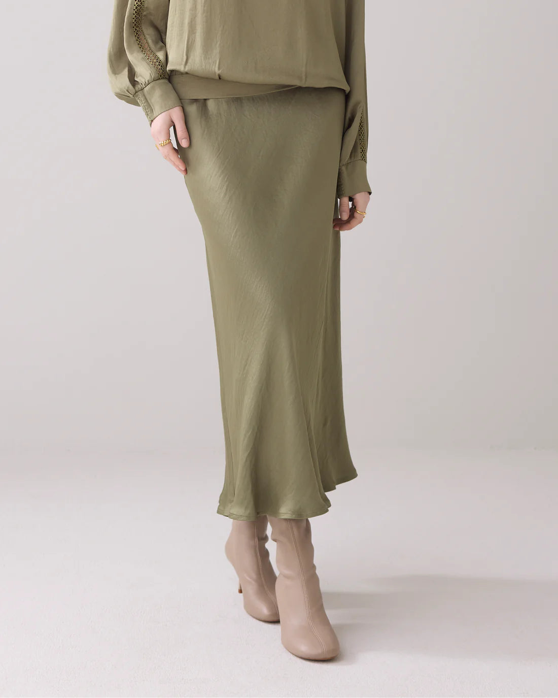 Silky Touch Batsleeve Top in Combat Green