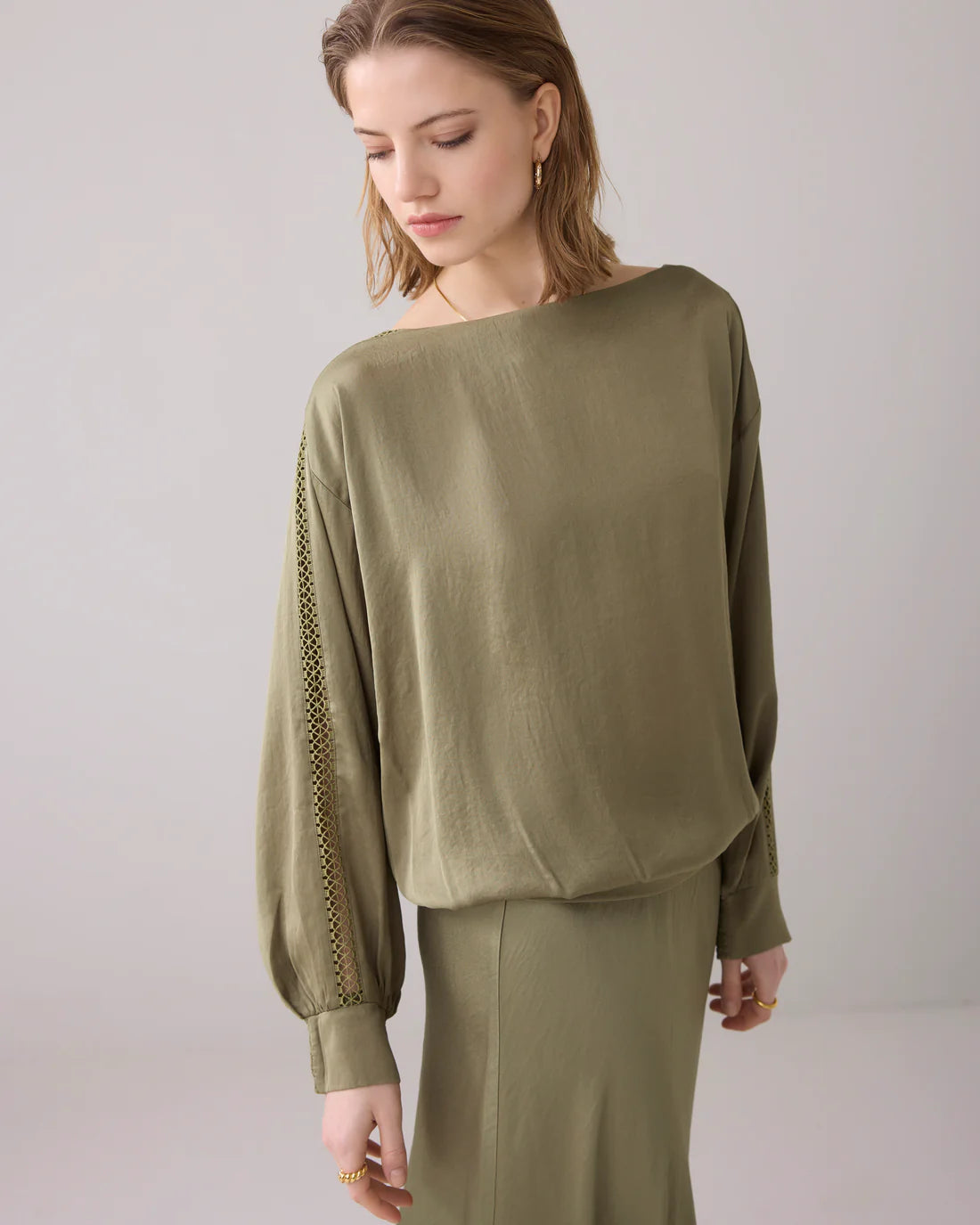 Silky Touch Batsleeve Top in Combat Green