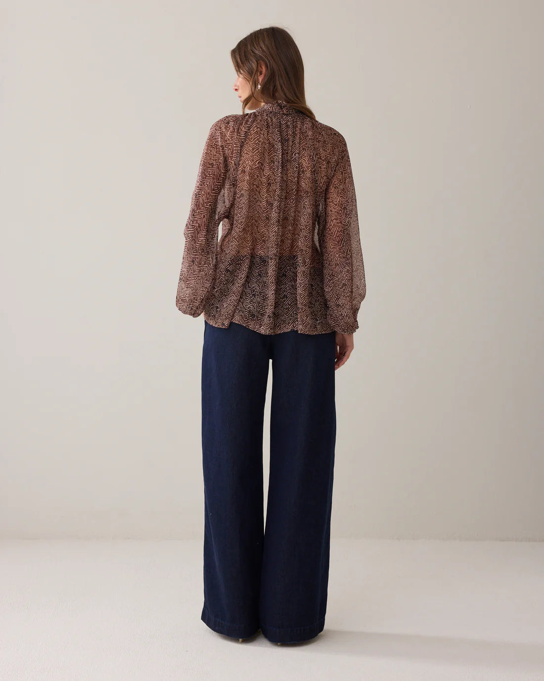 Z Print Top in Dark Chocolate