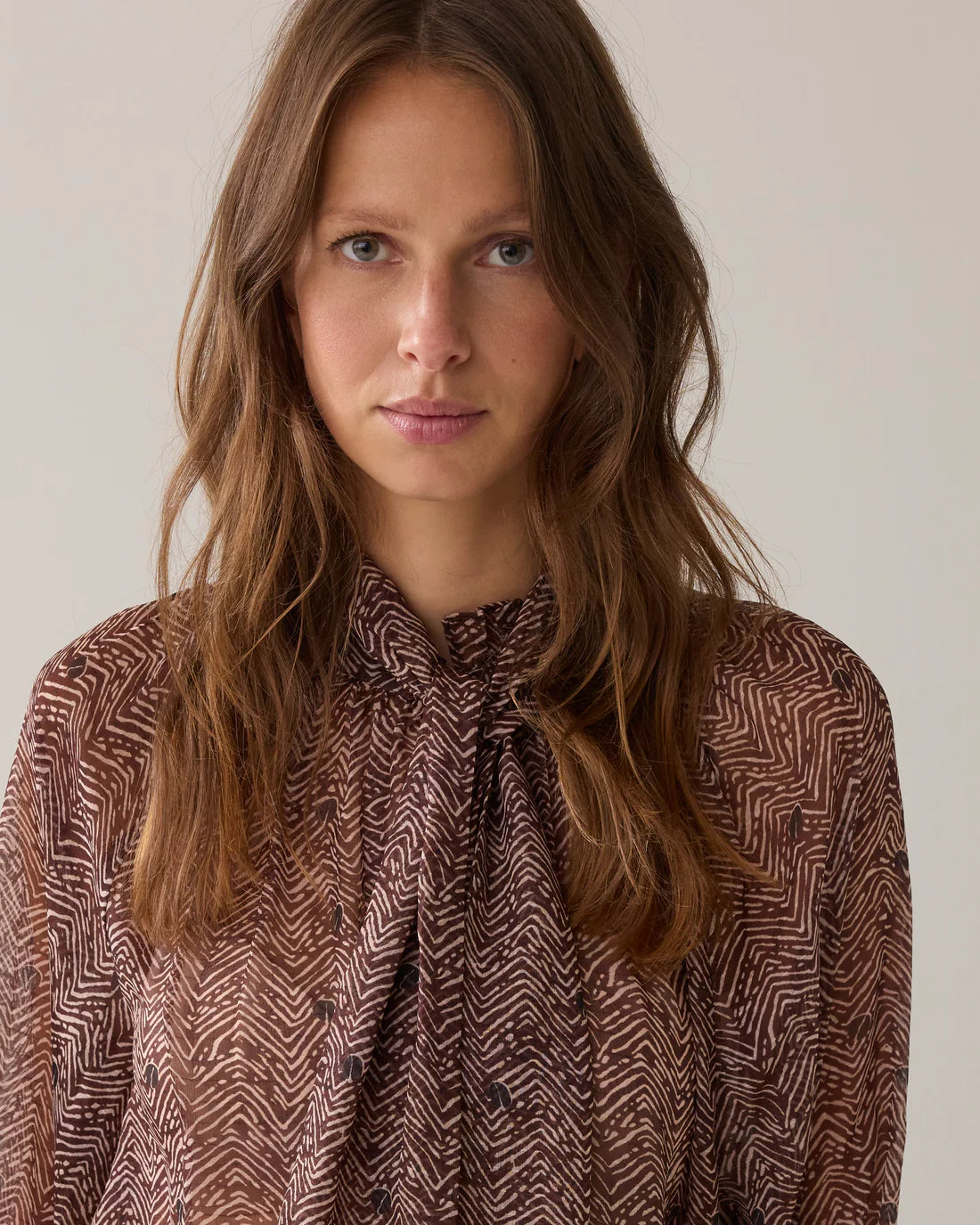 Z Print Top in Dark Chocolate