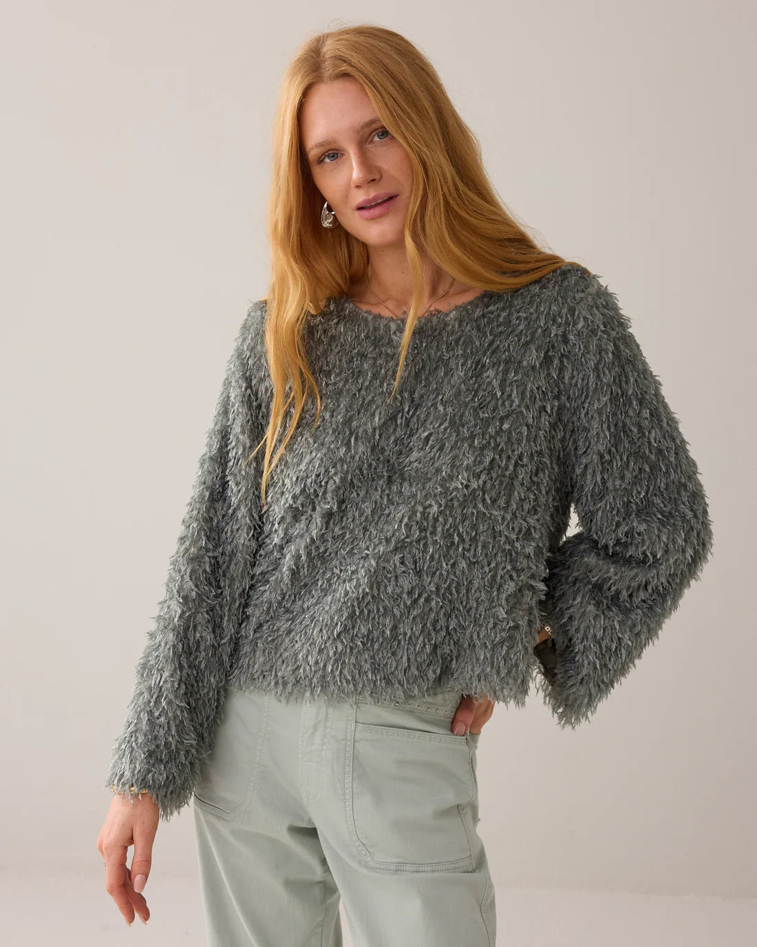 Fluffy Jumper in Eucalyptus