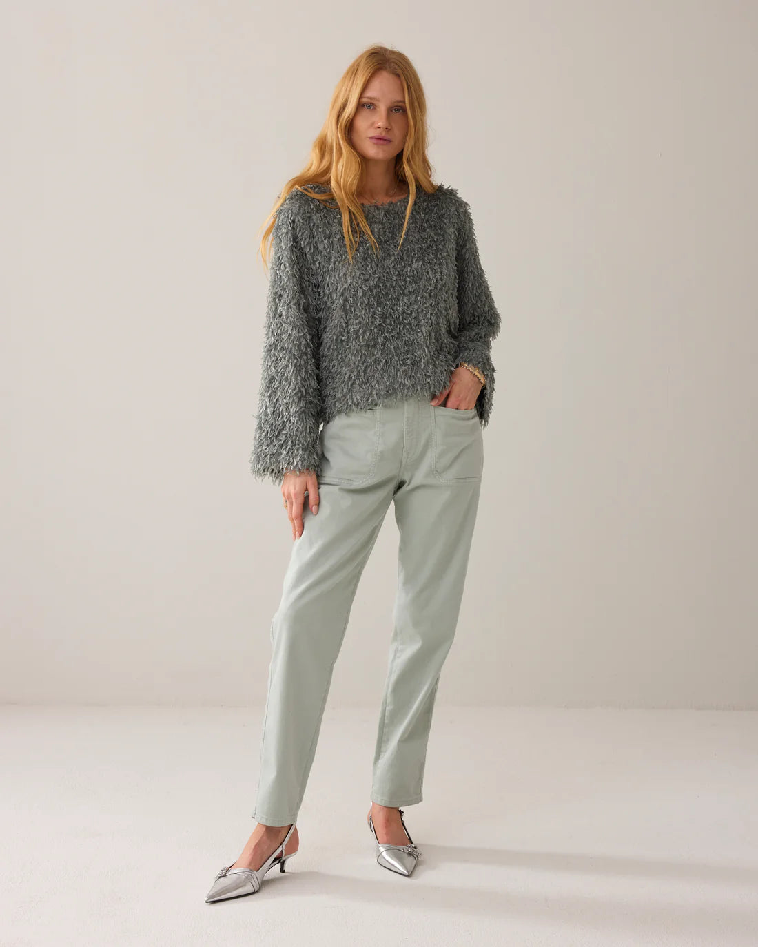 Fluffy Jumper in Eucalyptus