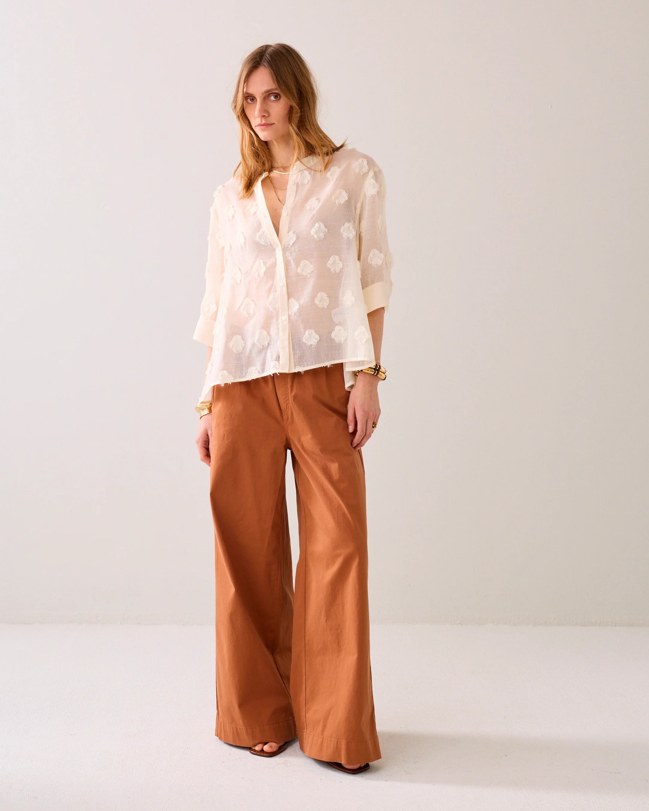3D Dots A-line Blouse in Ivory
