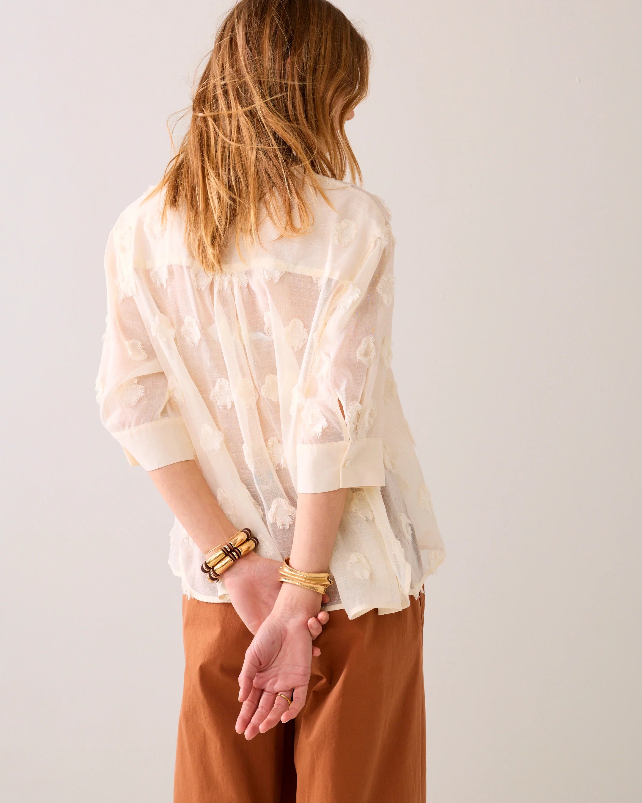3D Dots A-line Blouse in Ivory