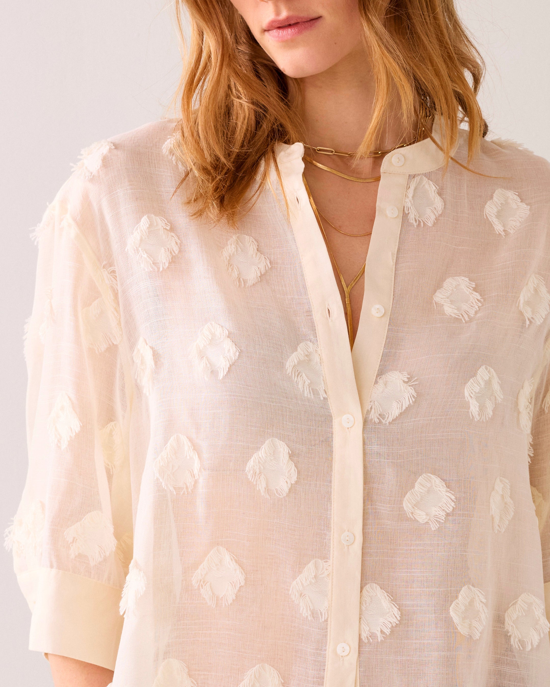 3D Dots A-line Blouse in Ivory