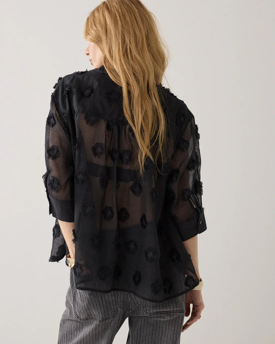 3D dots A-line Blouse in Black