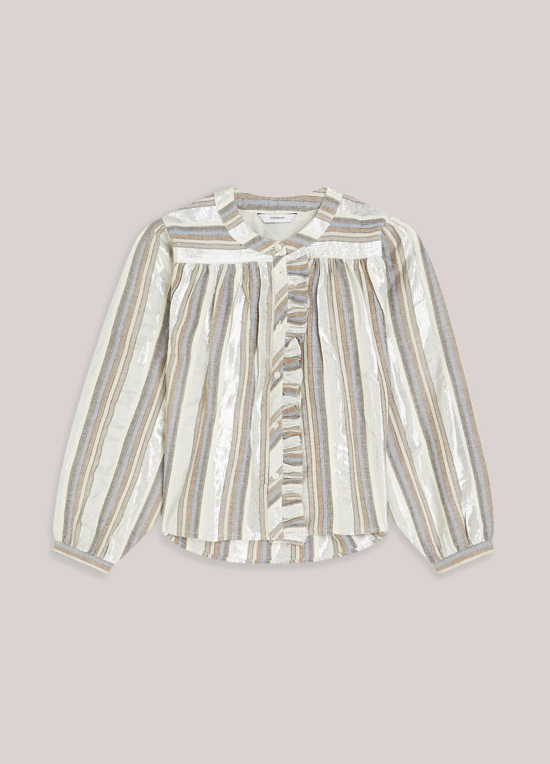 Striped Lurex Blouse in Silver