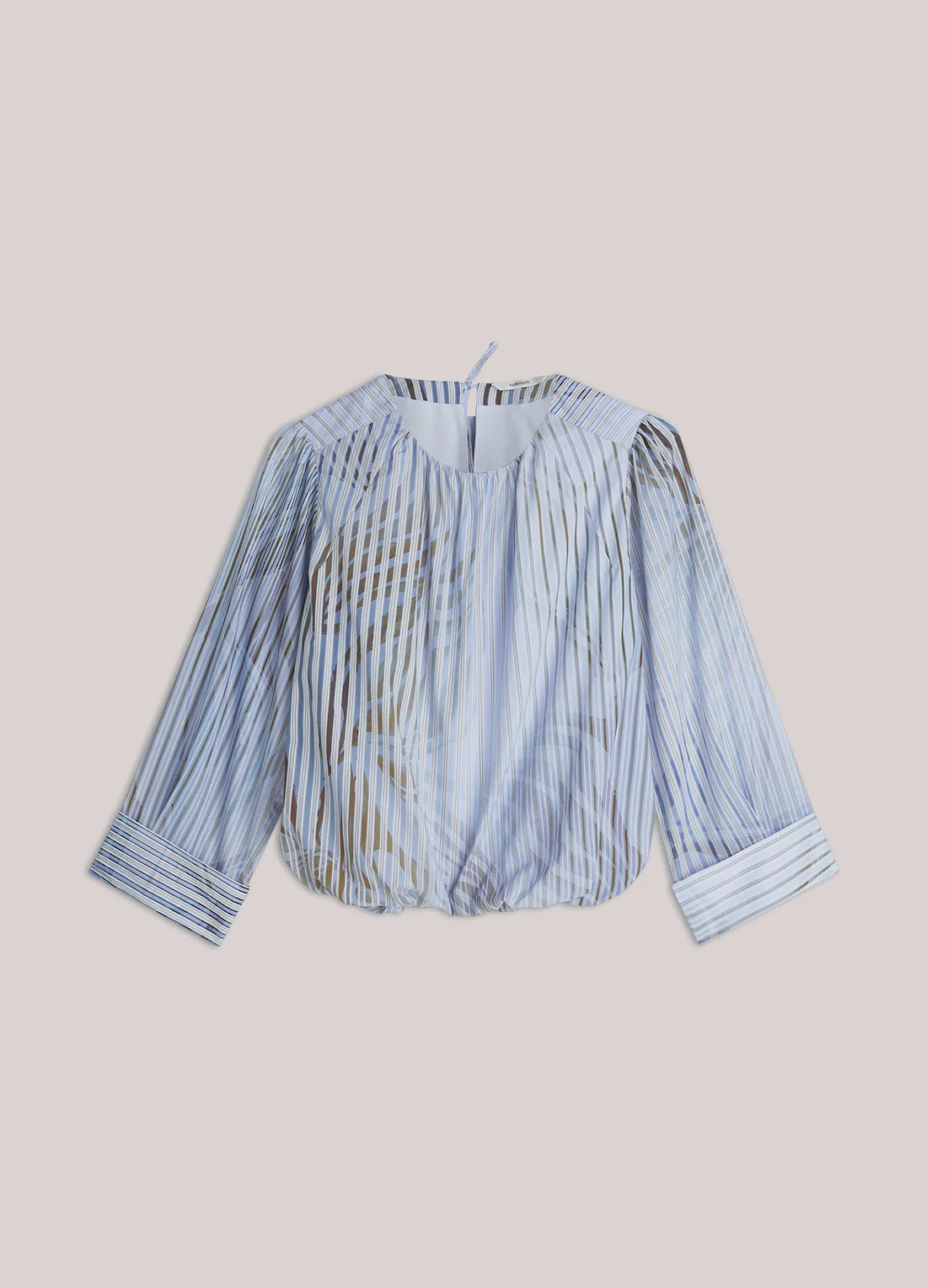Pleated Top with Print in Soft Blue