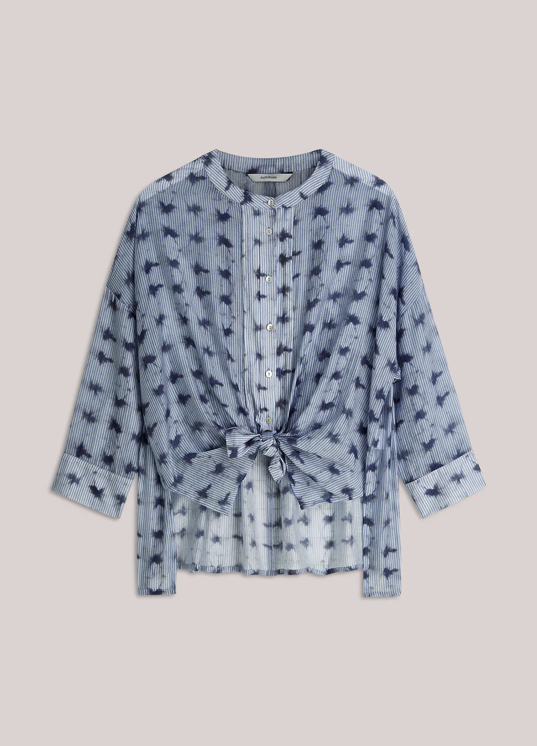 Tie Dye Stripe Blouse in Soft Blue