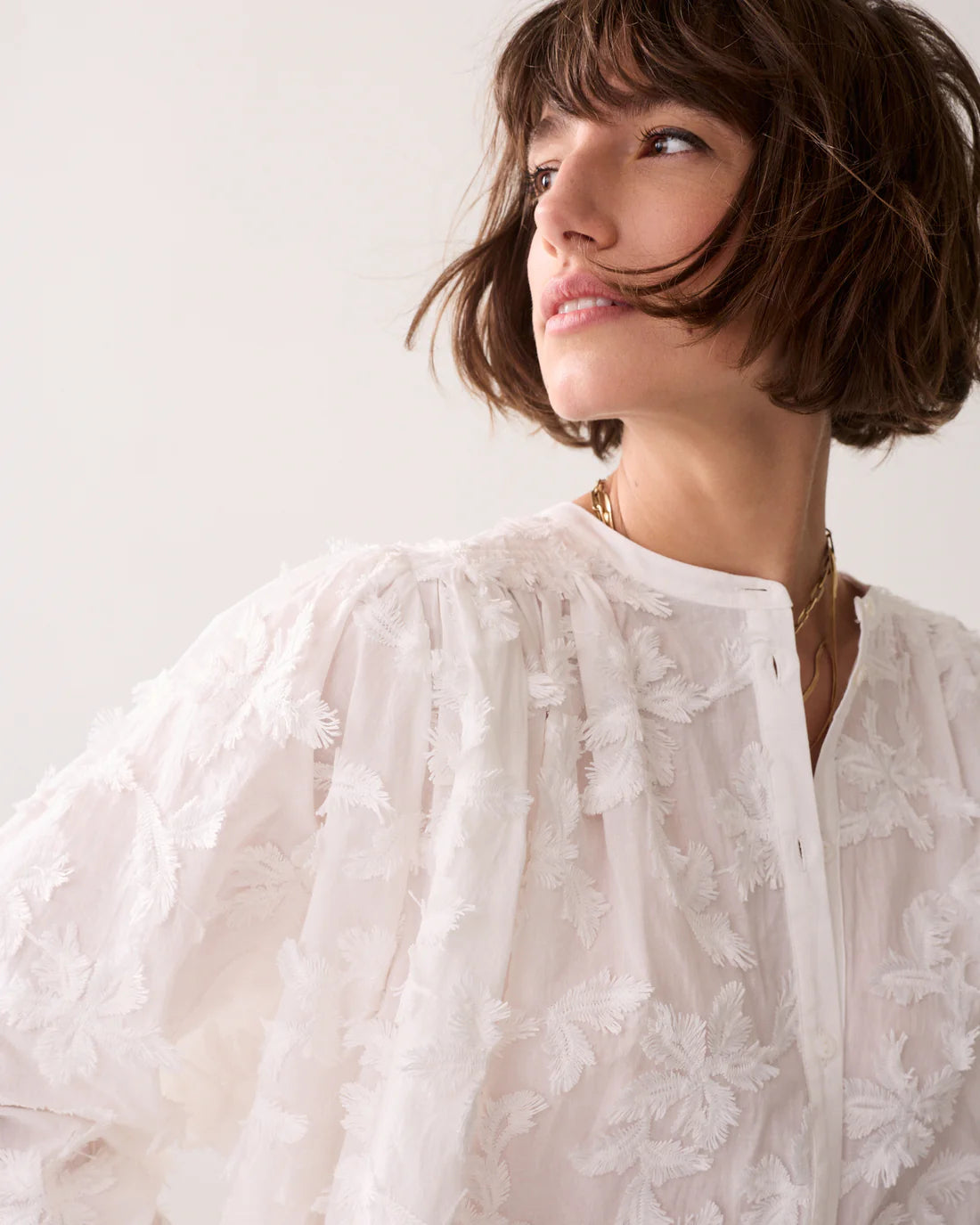 3D Cotton Blouse in White