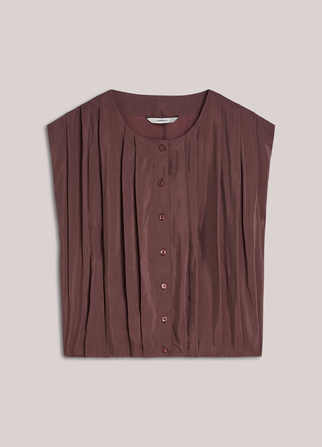 Sheen Pleated Blouse in Deep Fig