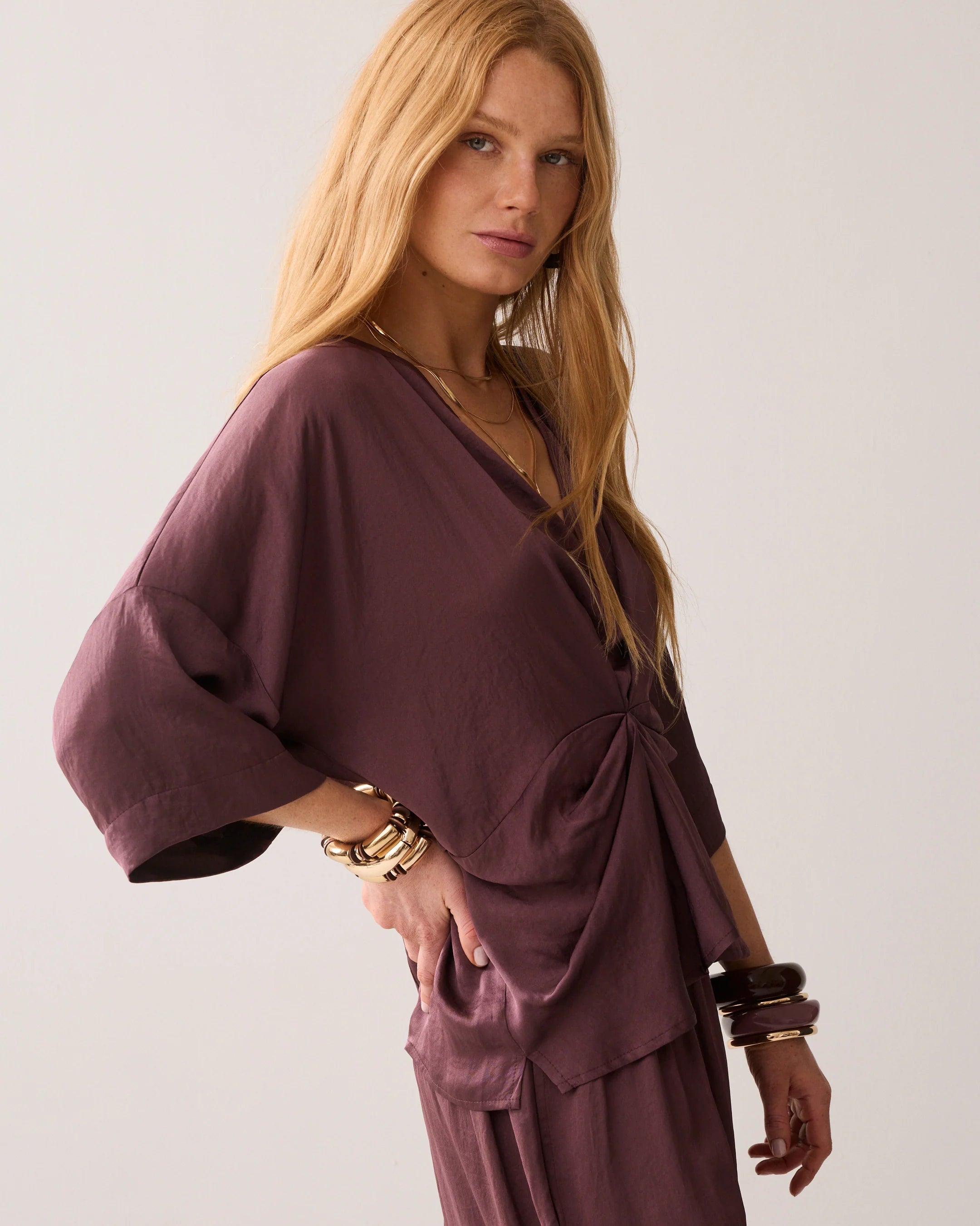 Silky Touch Top in Deep Fig