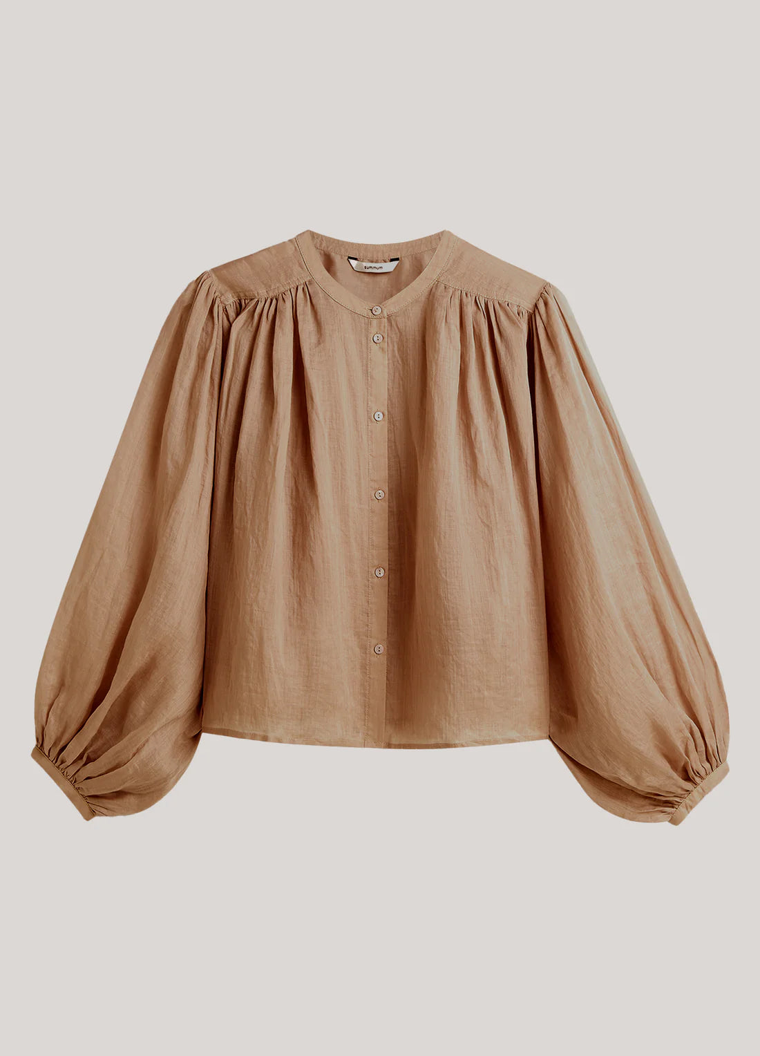 Ramie Linen Look Blouse in Dark Clay