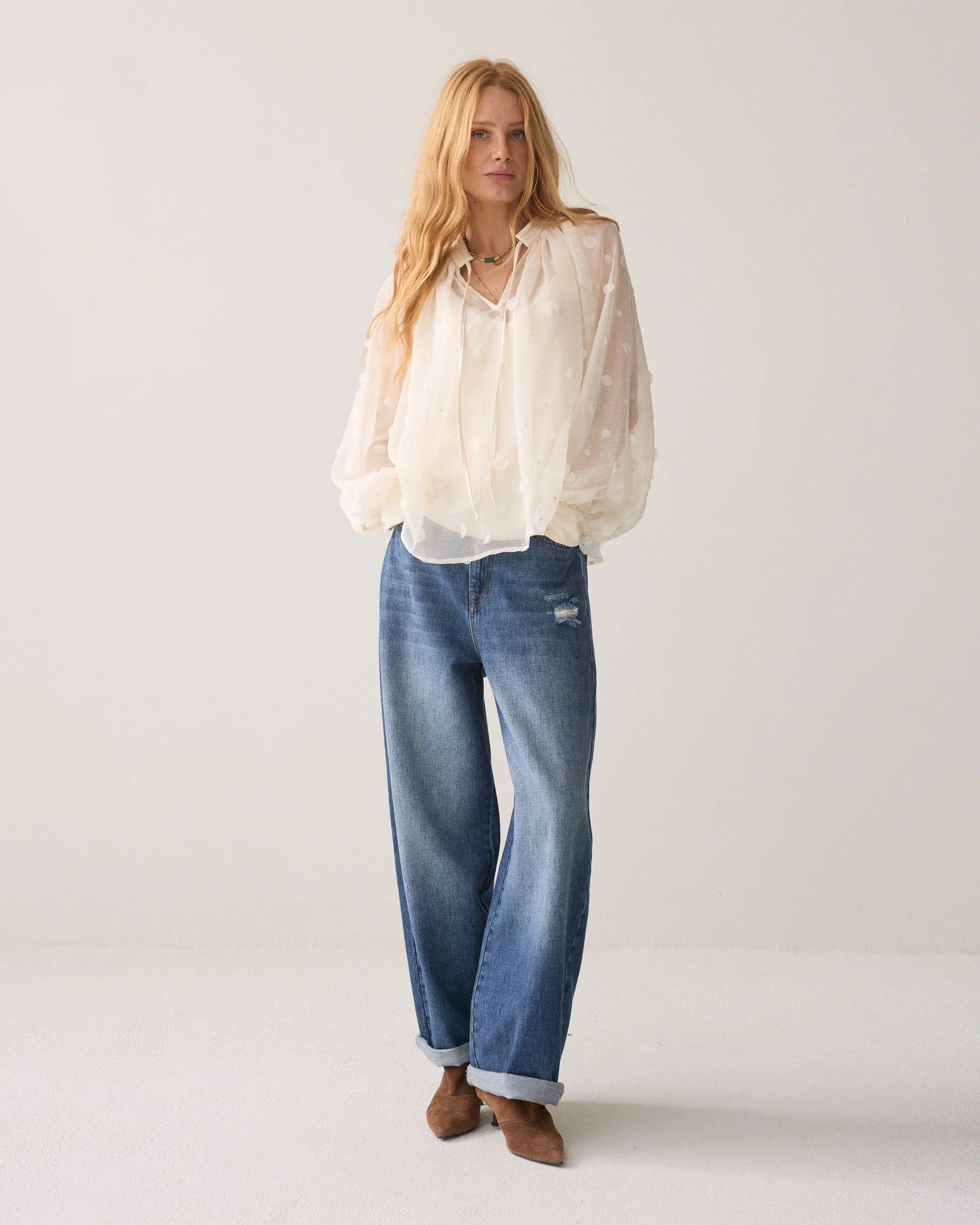 3D Sequins Top in Ivory