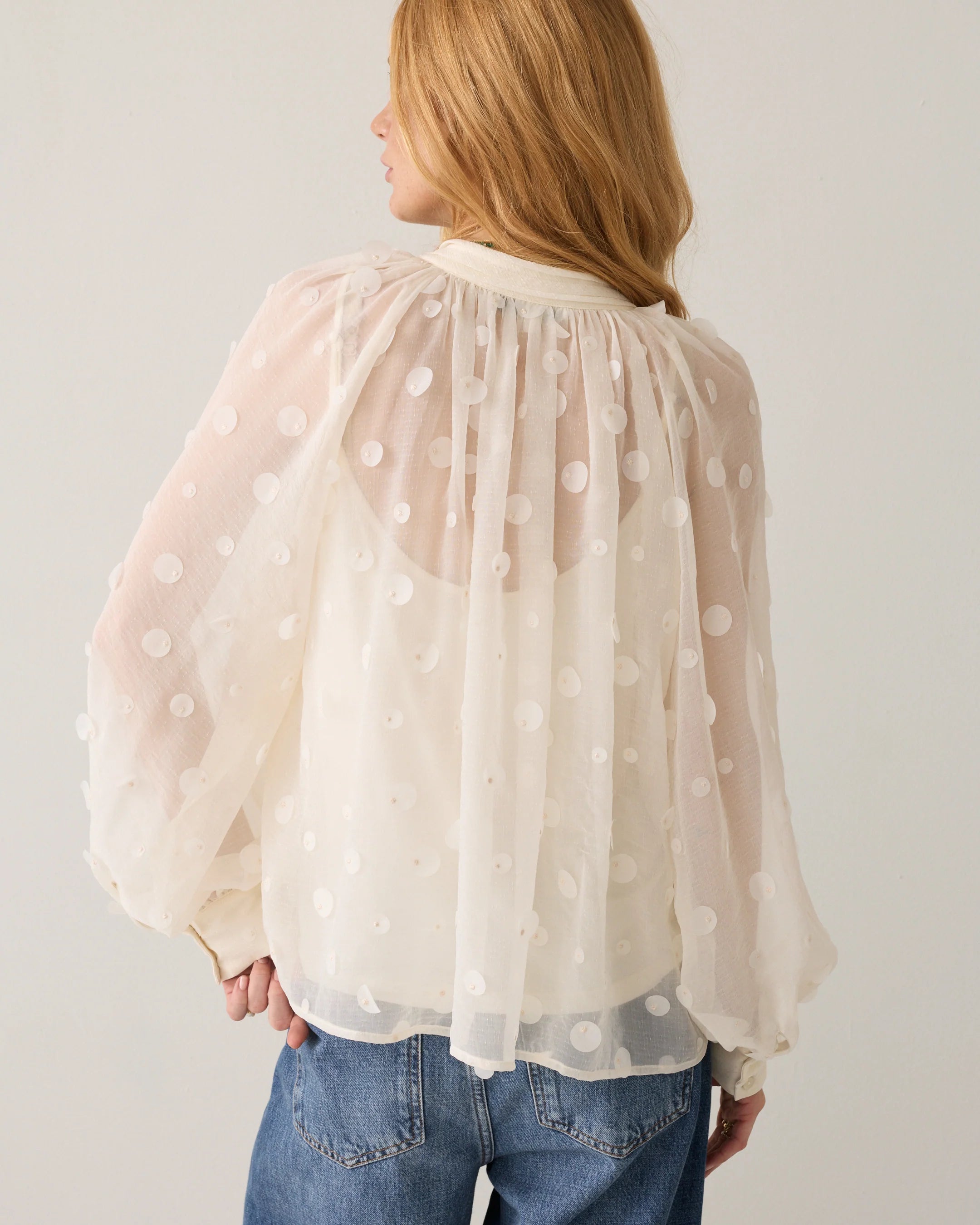 3D Sequins Top in Ivory