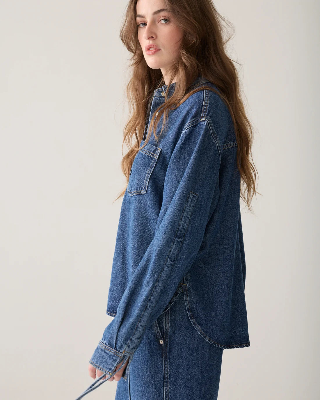 Boyfriend Tencel Blouse in Denim