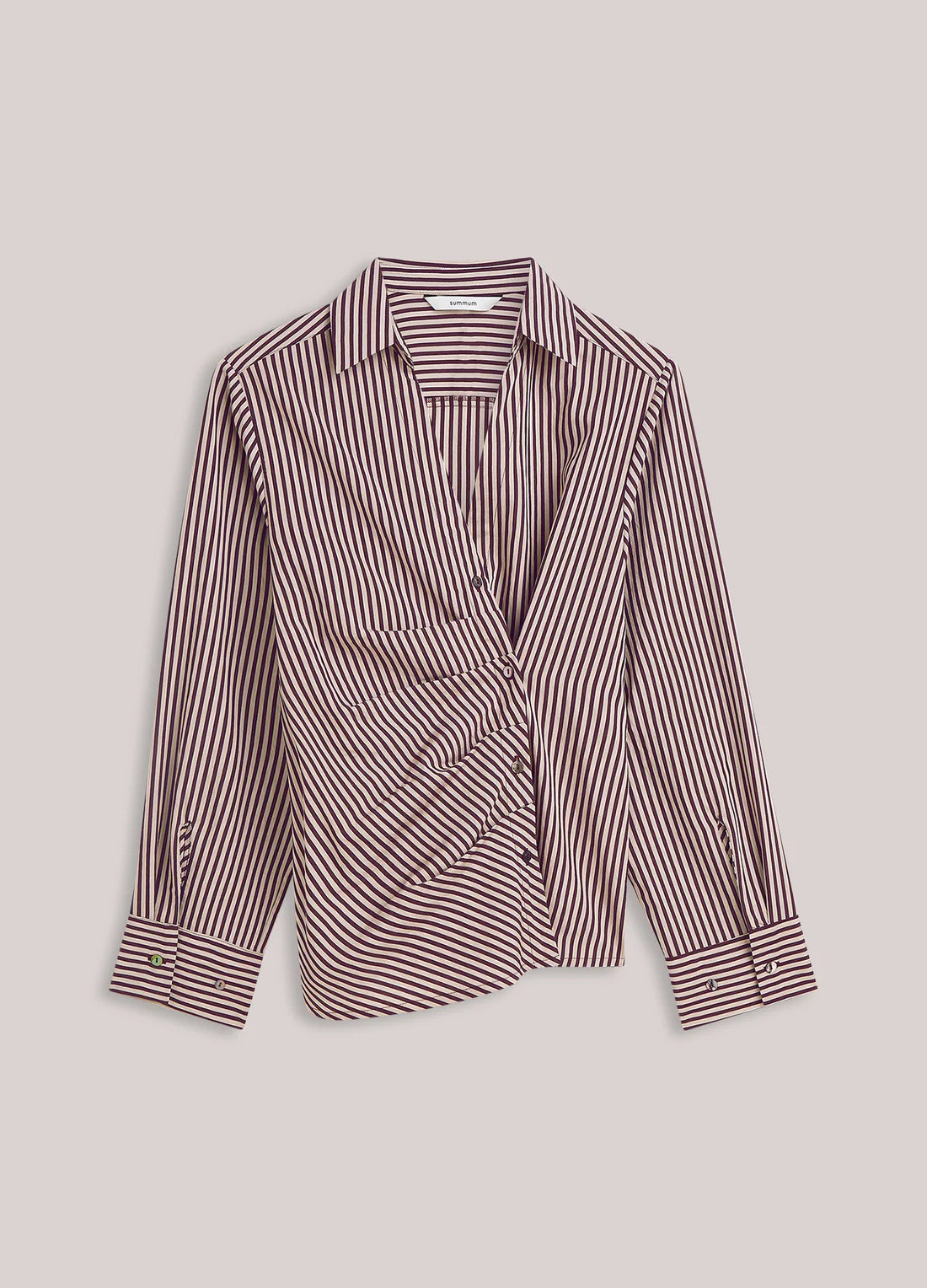 Adjustable Stripe Blouse in Dark Burgundy