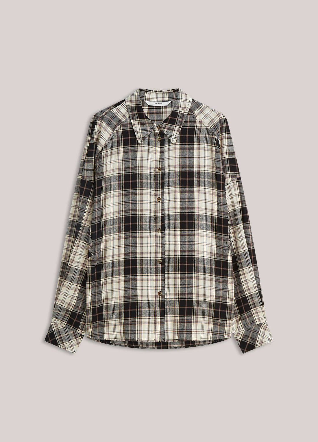 Embroidered Plaid Flannel Shirt in Check