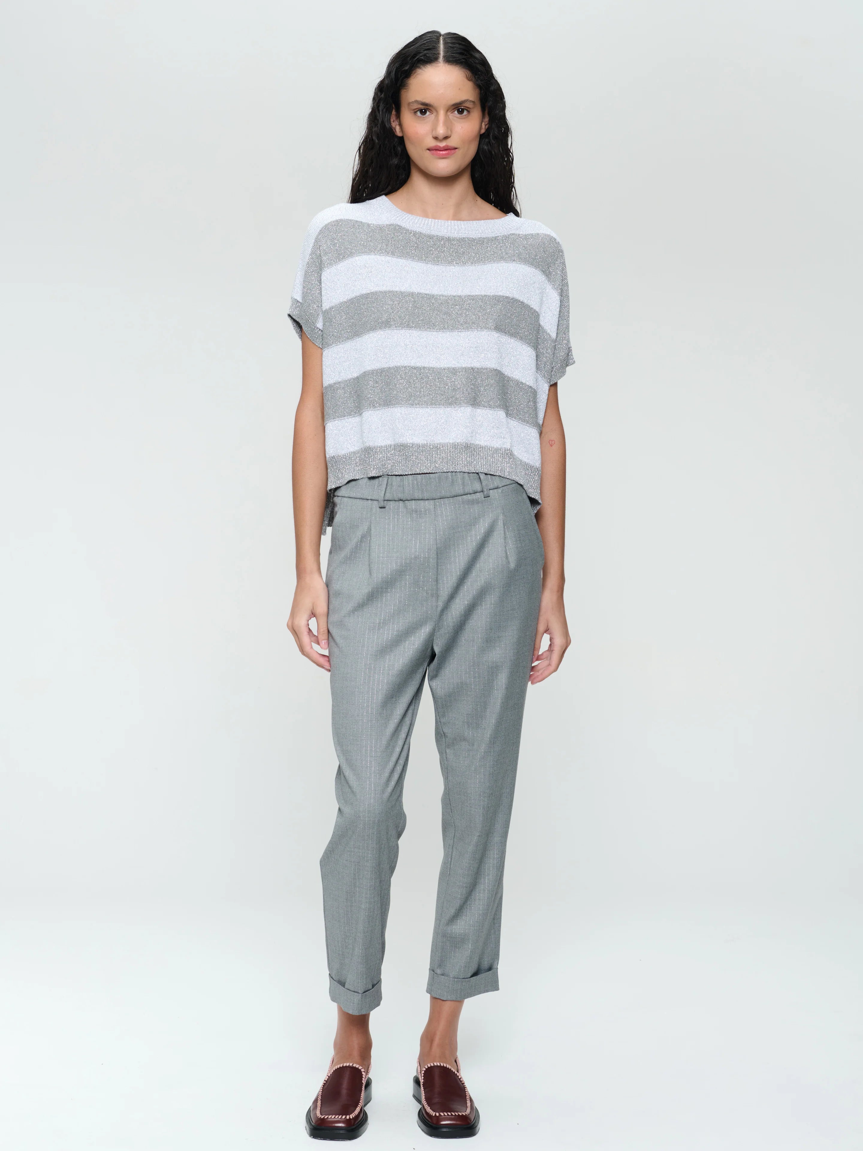 GaryZ Shiny Line Pants in Grey