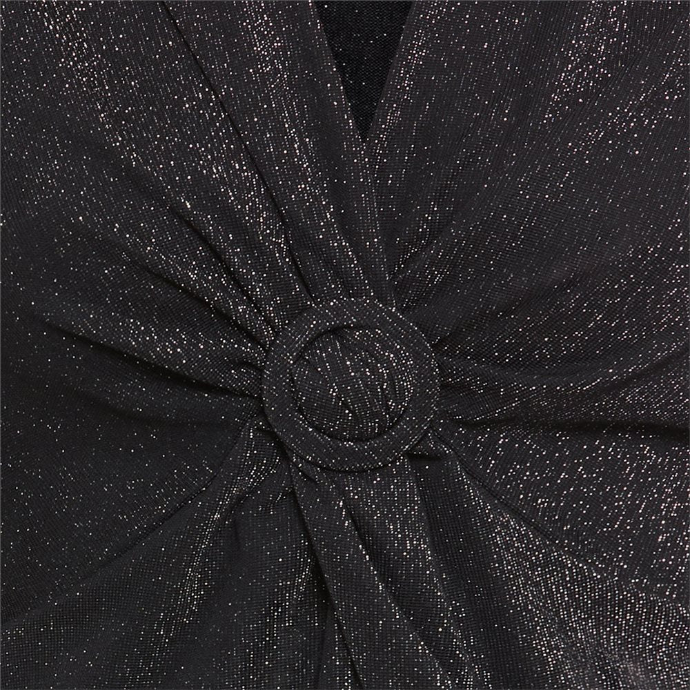 Shimmer Top with Gathered Front in Black