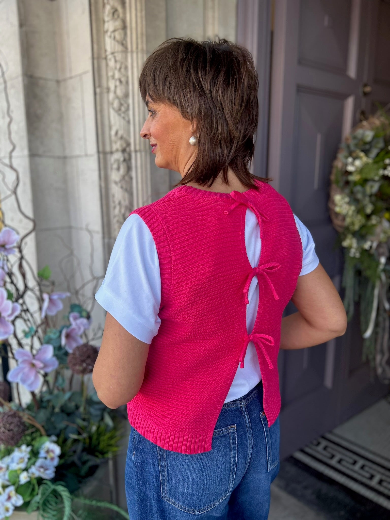 Dotties Waistcoat in Azalea Pink