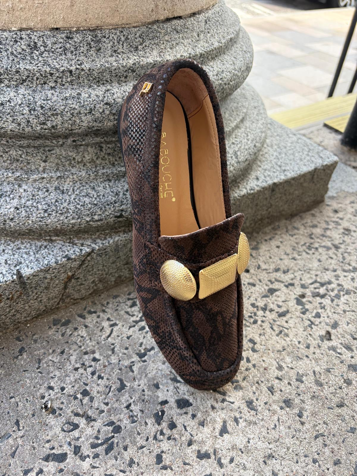 Snake Print Loafer in Ebony
