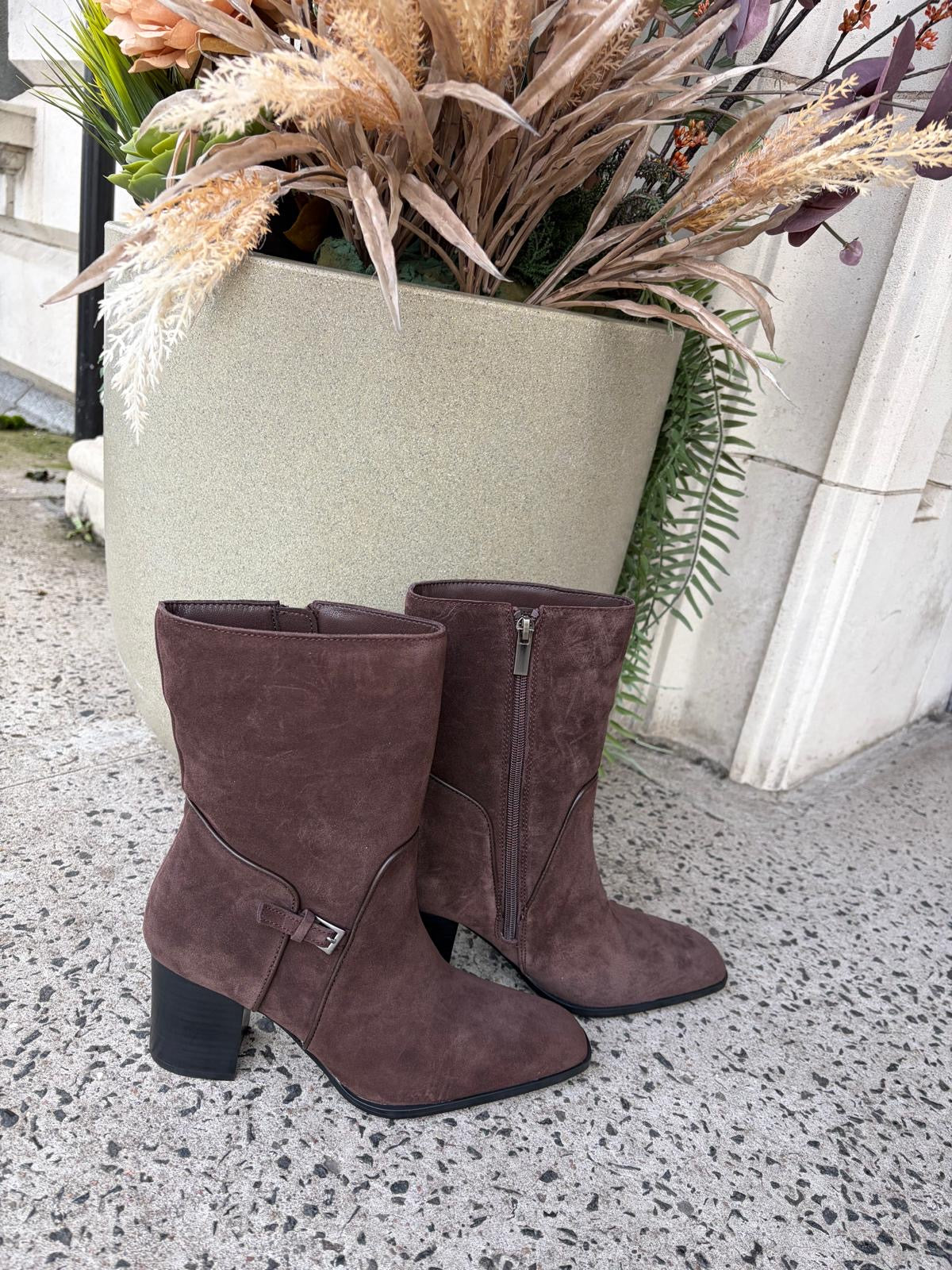 Suede Ankle Boots in Mogano Brown