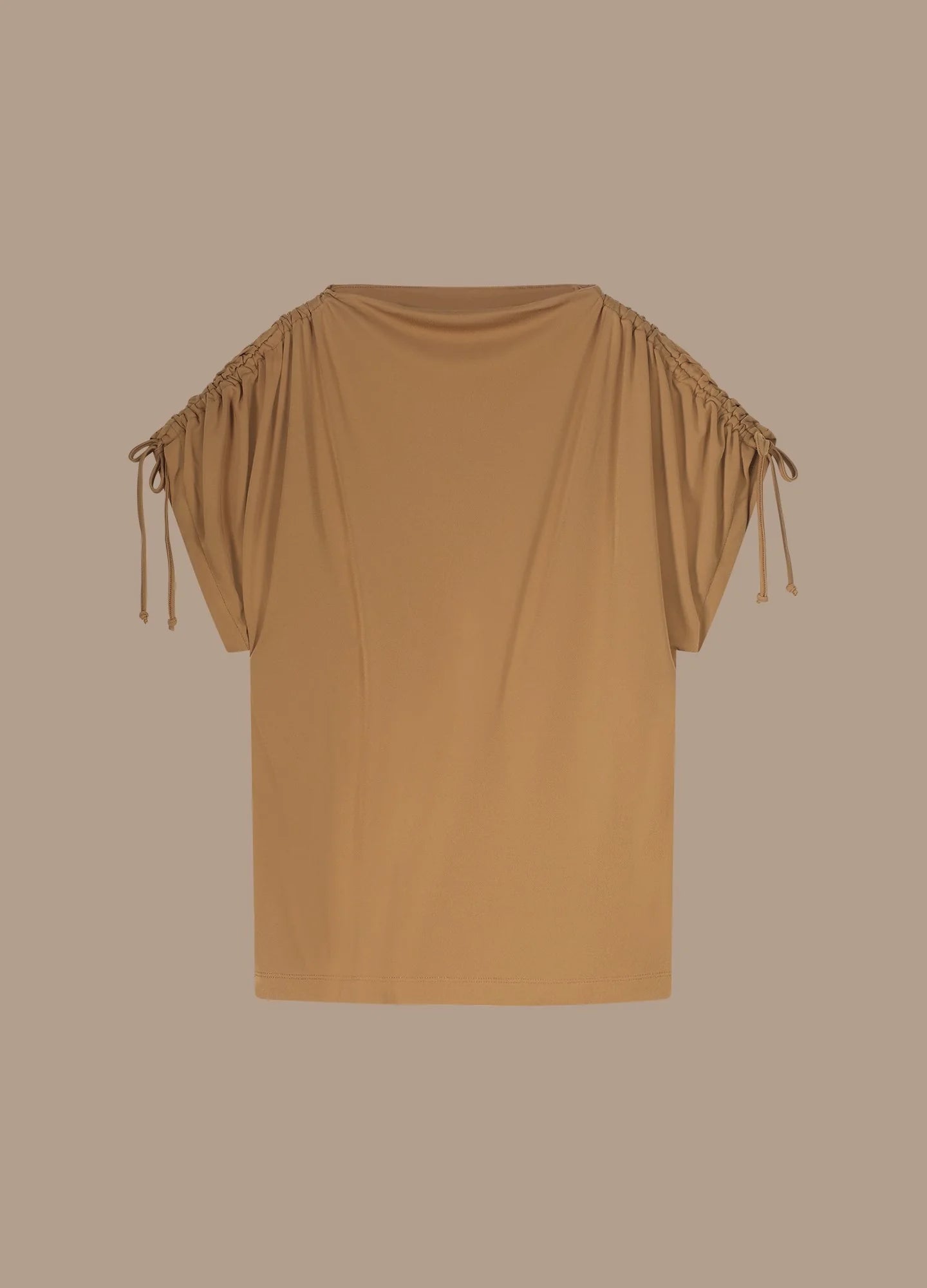 Top with Pull String Gather in Tan