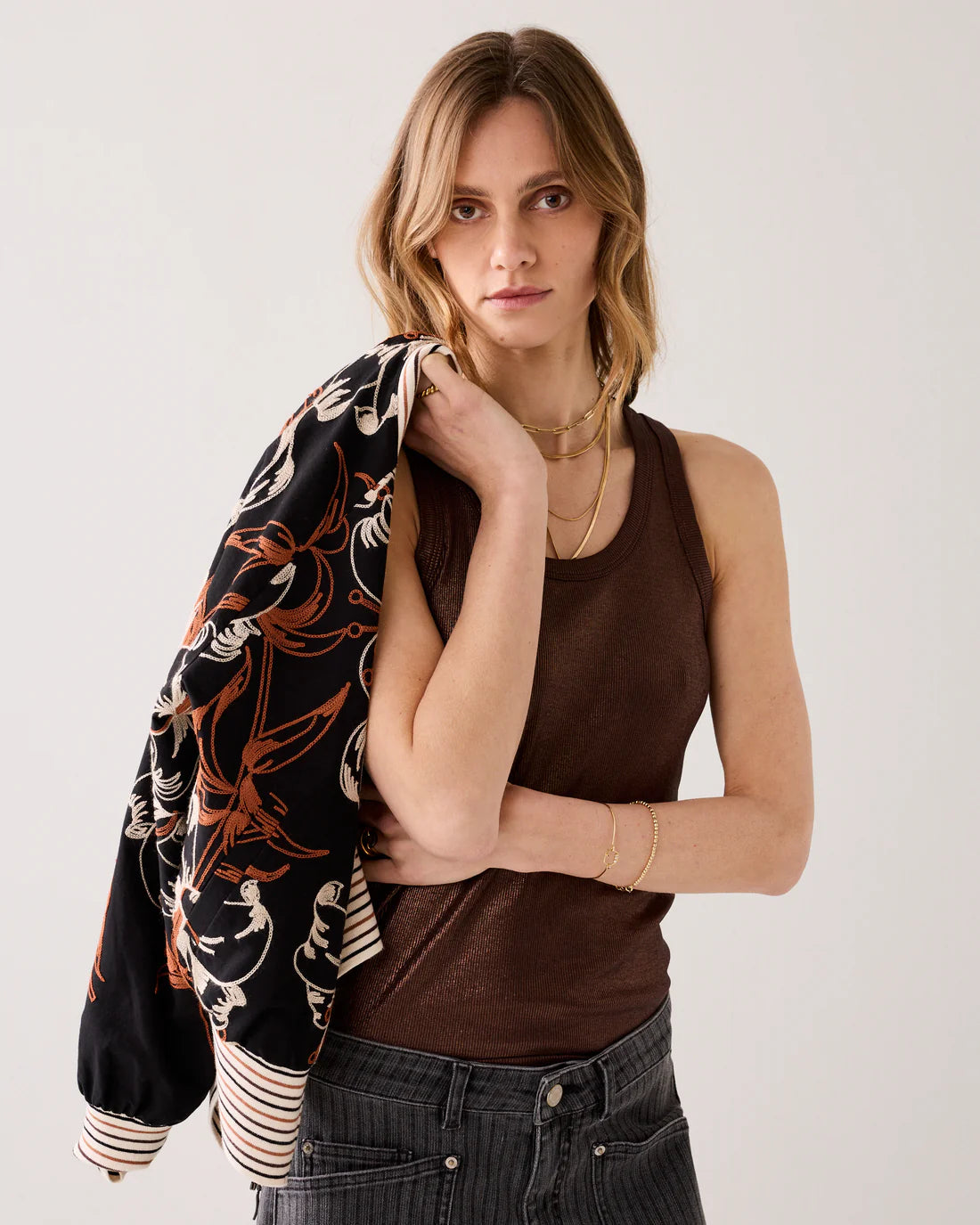 Ribbed Tank Top in Burnt Apricot