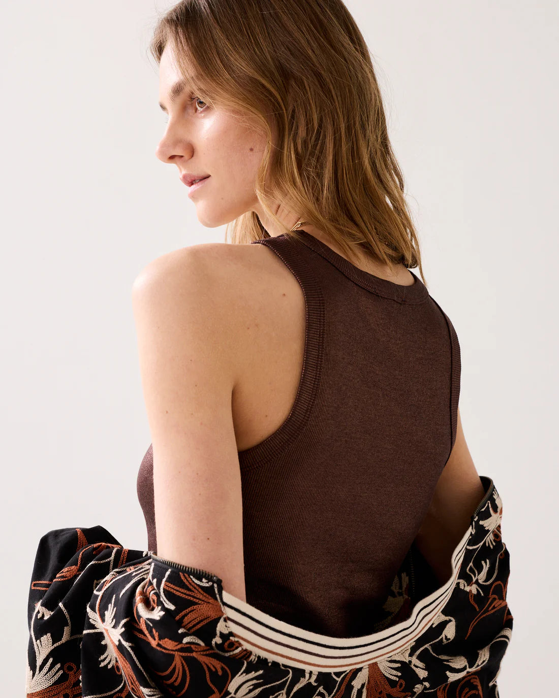Ribbed Tank Top in Burnt Apricot