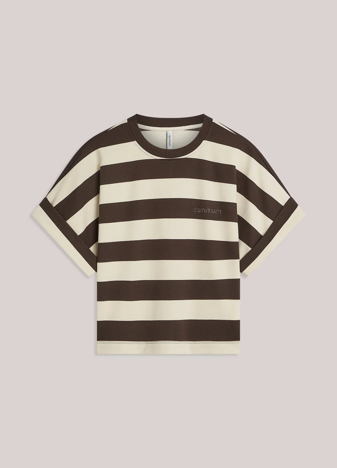 Striped Heavy Jersey Top in Coffee
