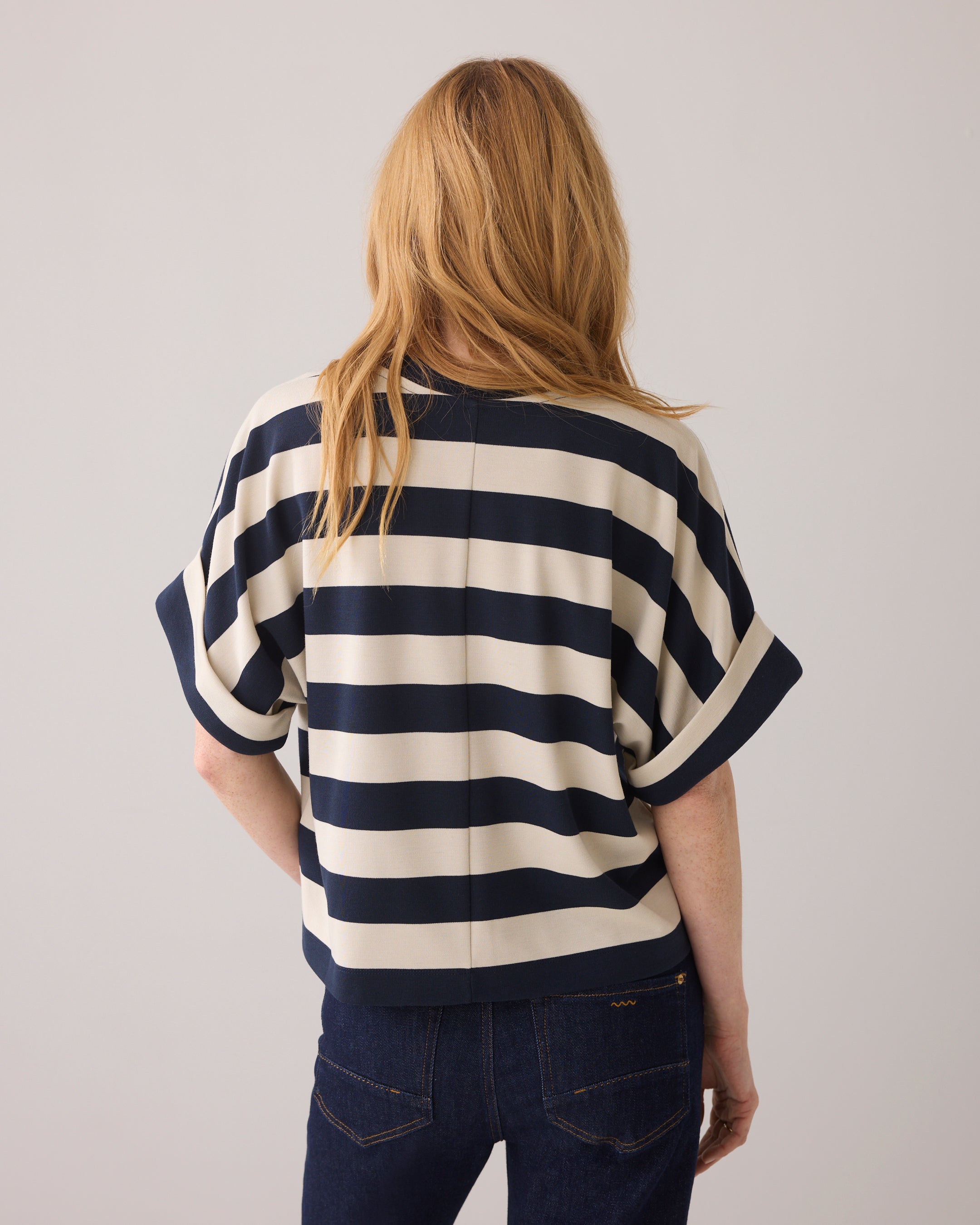 Big Stripe Boxy Top in Navy Noir