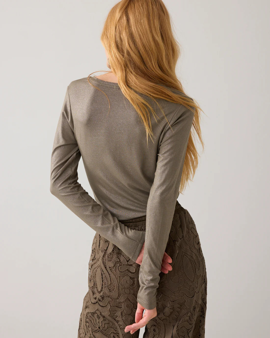 Coated Long Sleeve Top in Dark Camo