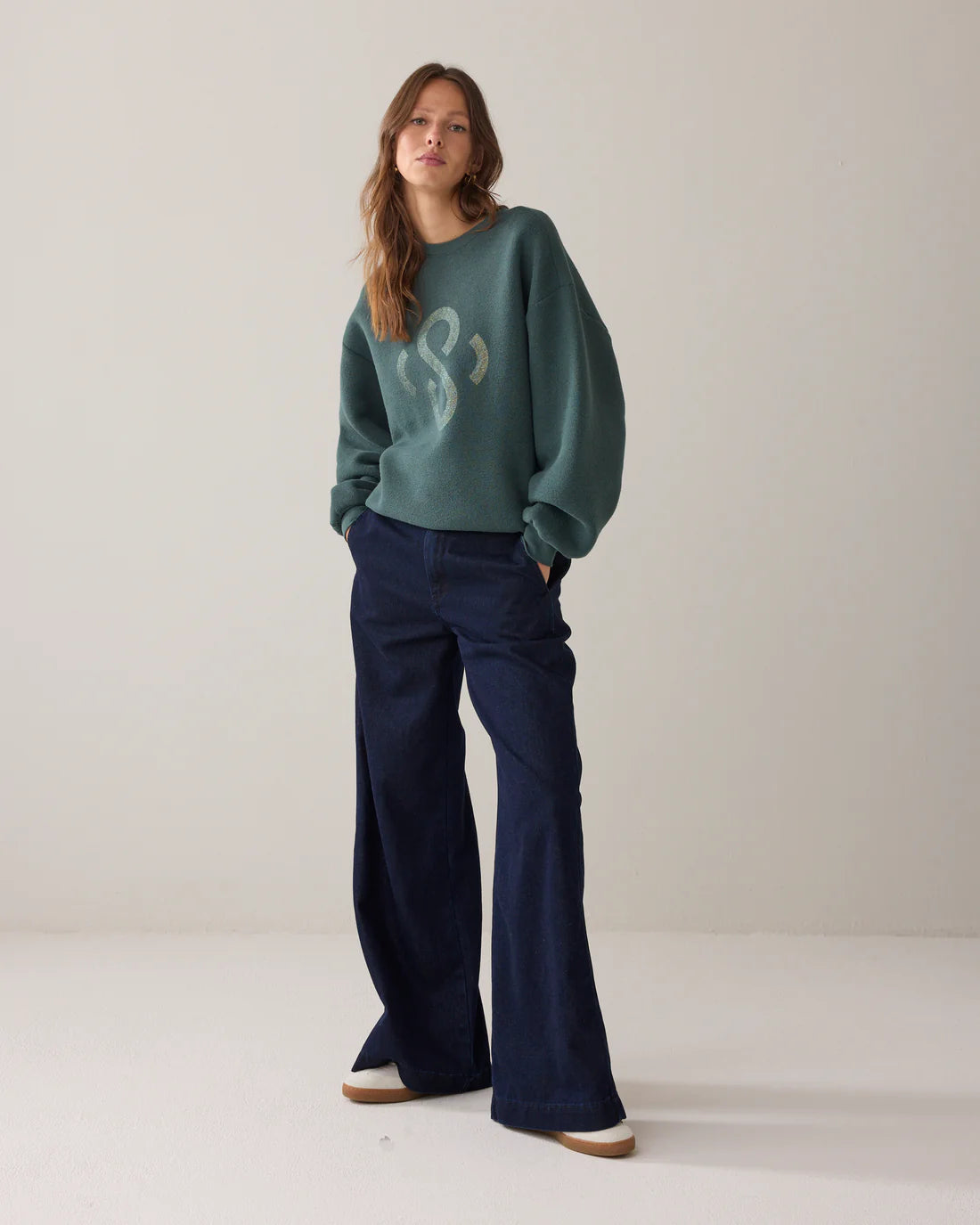 Soft Jersey Sweater in Emerald Green