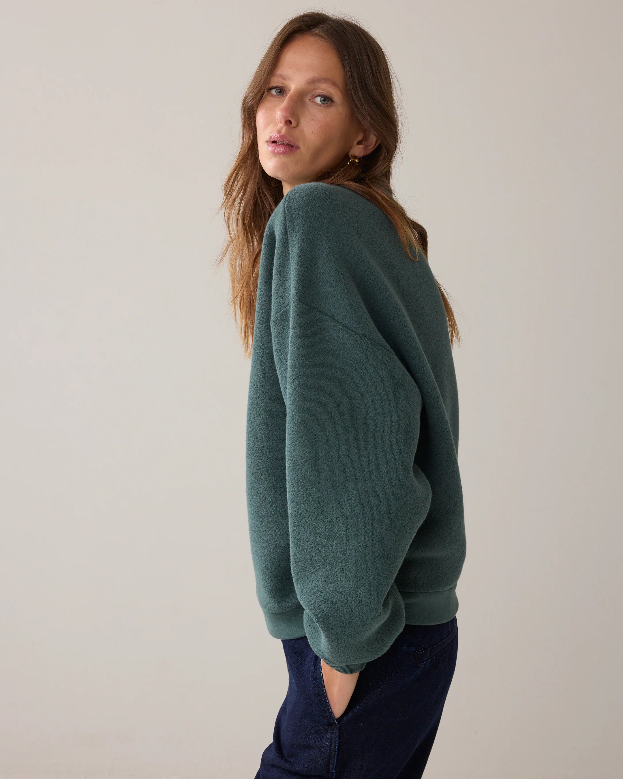 Soft Jersey Sweater in Emerald Green