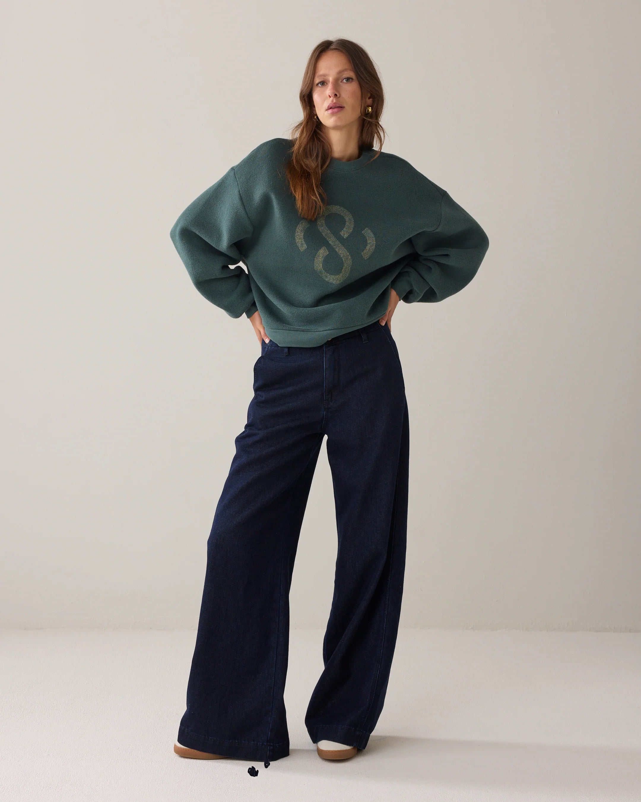 Soft Jersey Sweater in Emerald Green