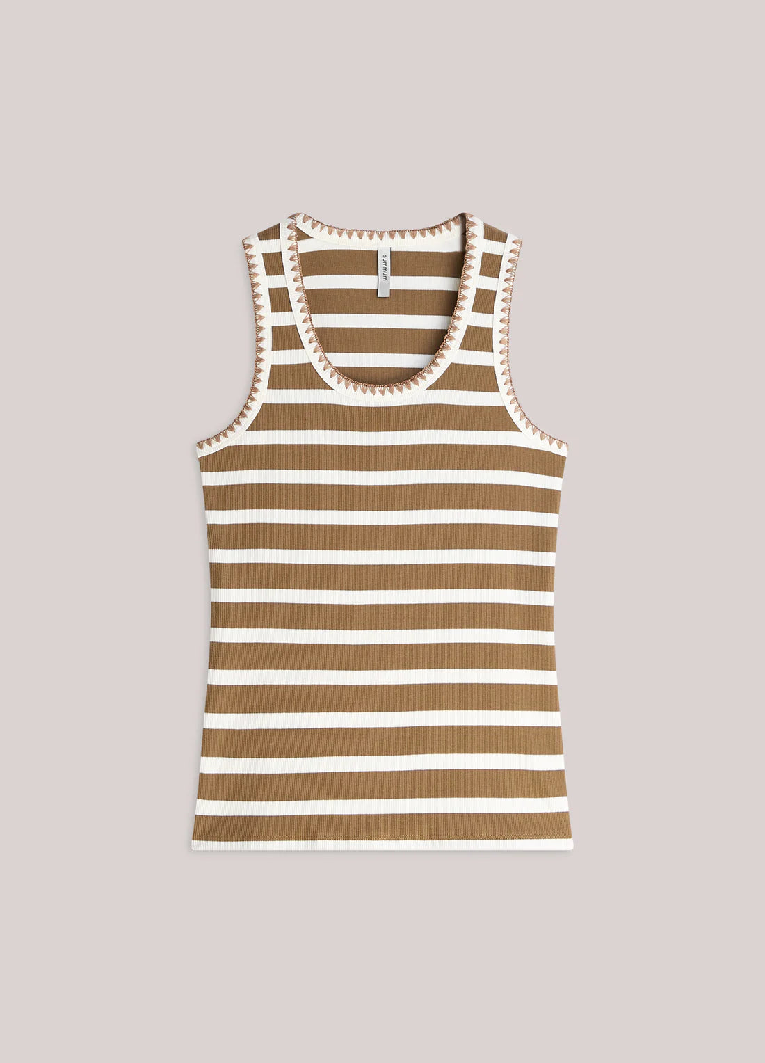 Breton Stripe Tank Top in Dark Clay