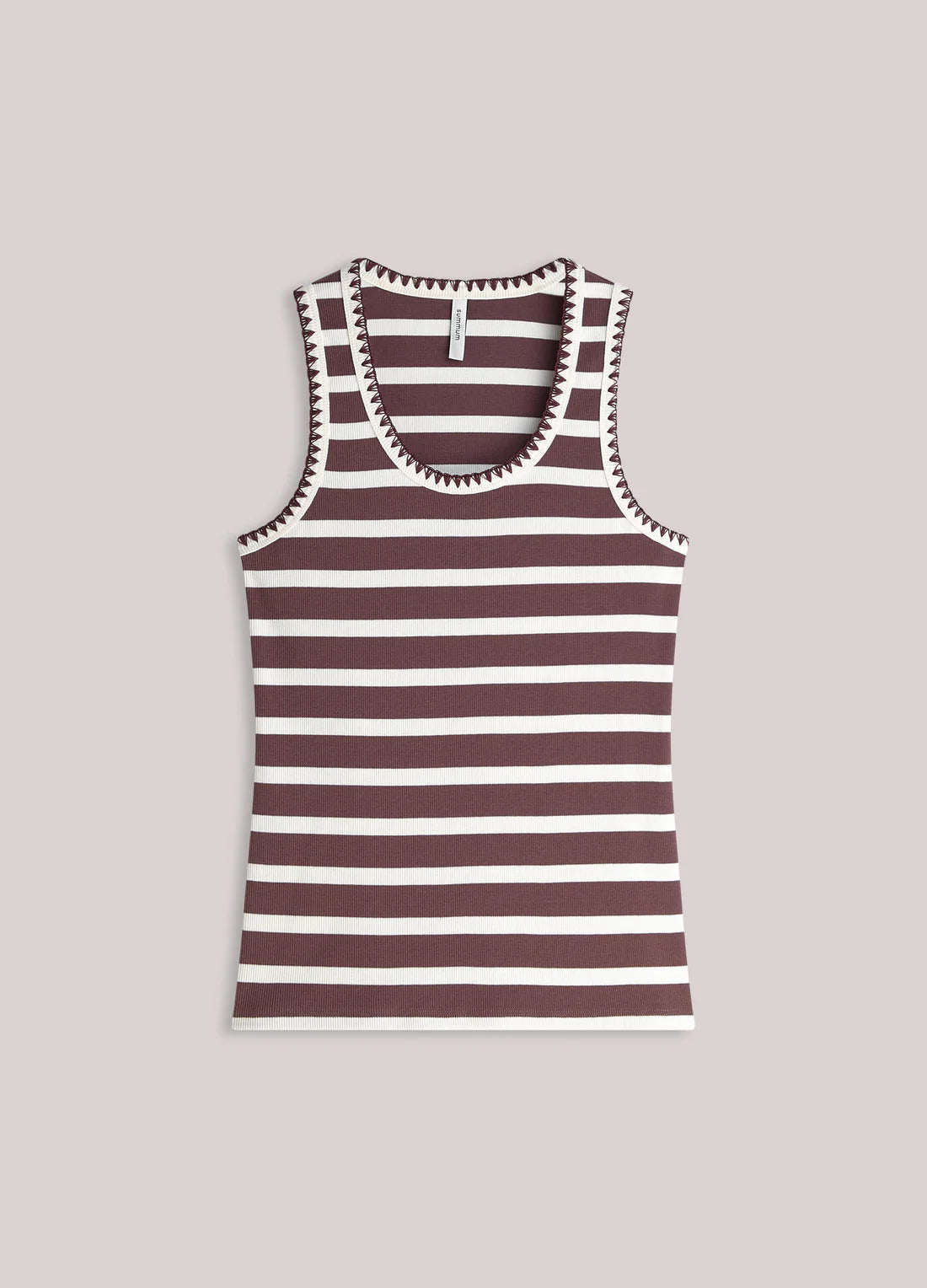 Breton Stripe Tank Top in Deep Fig