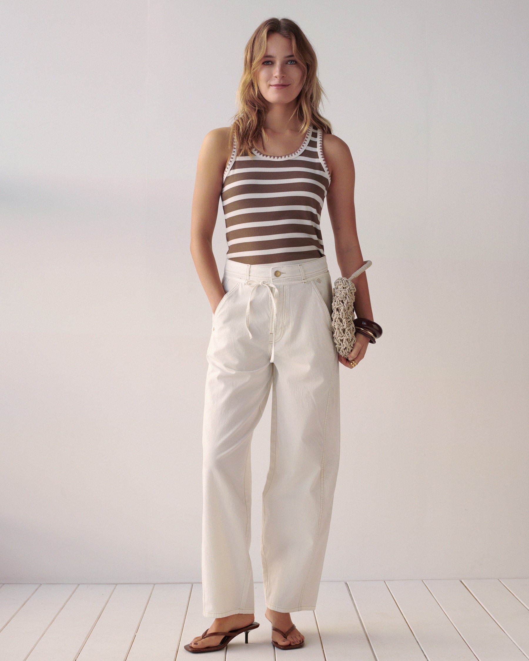 Breton Stripe Tank Top in Dark Clay