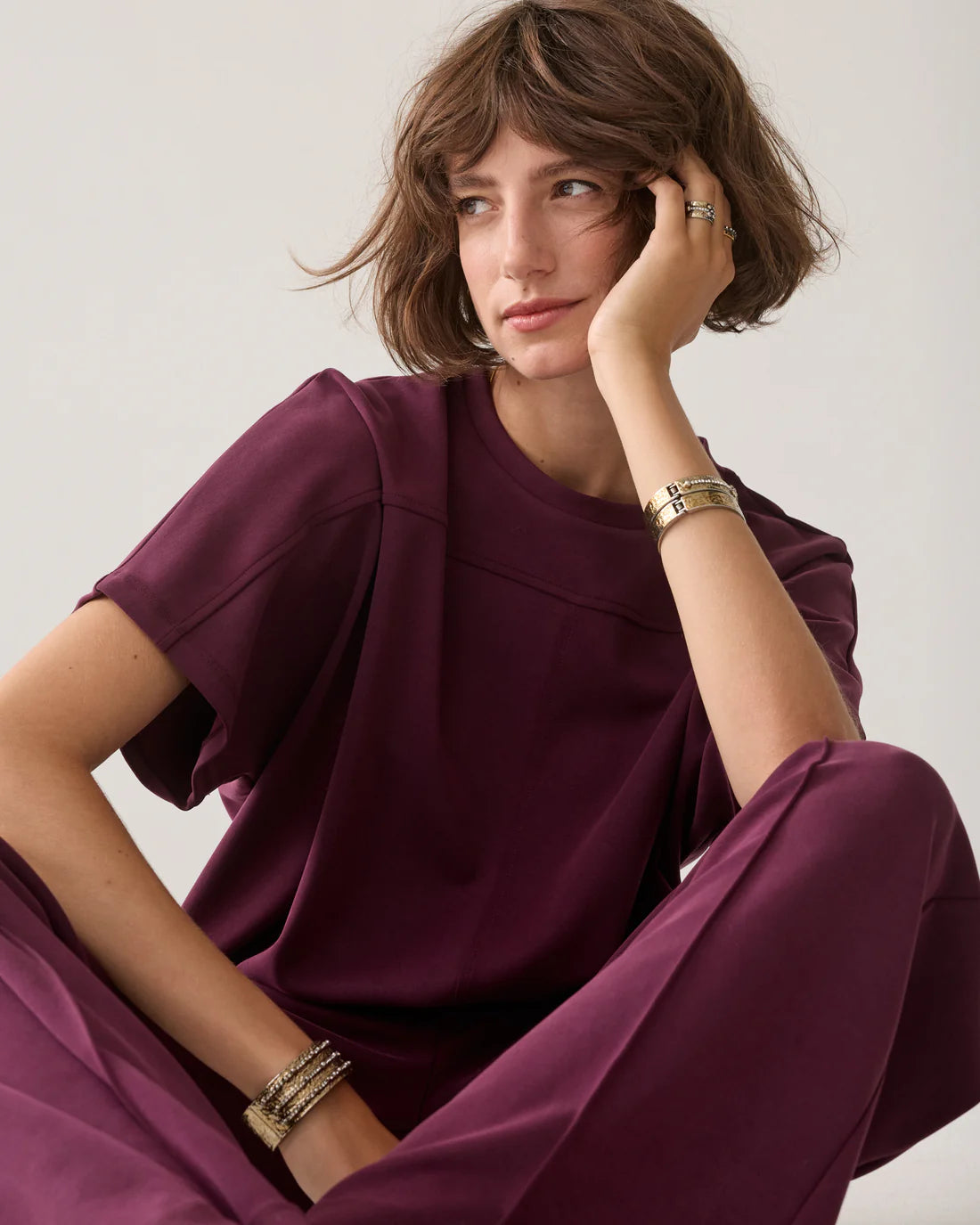 Soft Scuba Boxy Top in Dark Burgundy