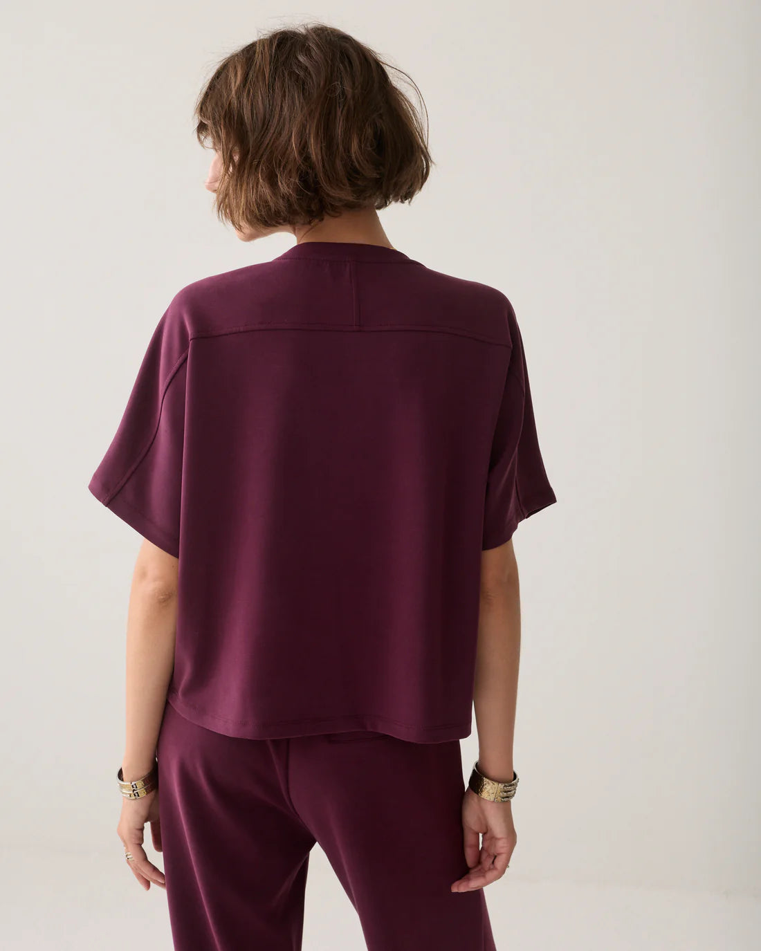 Soft Scuba Boxy Top in Dark Burgundy