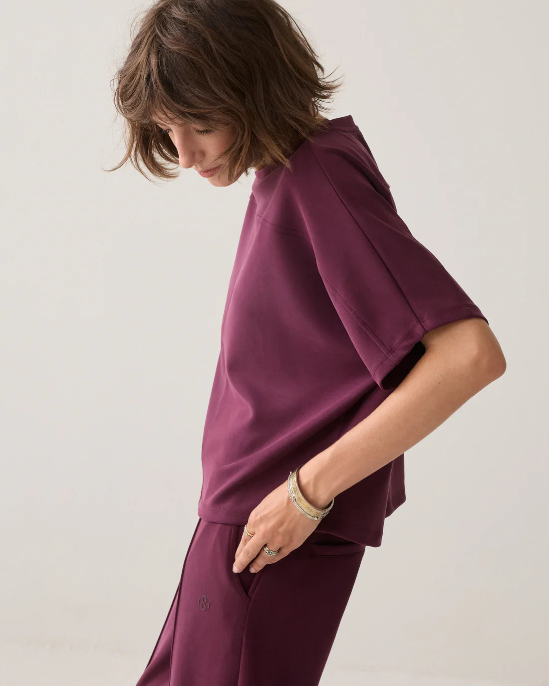 Soft Scuba Boxy Top in Dark Burgundy