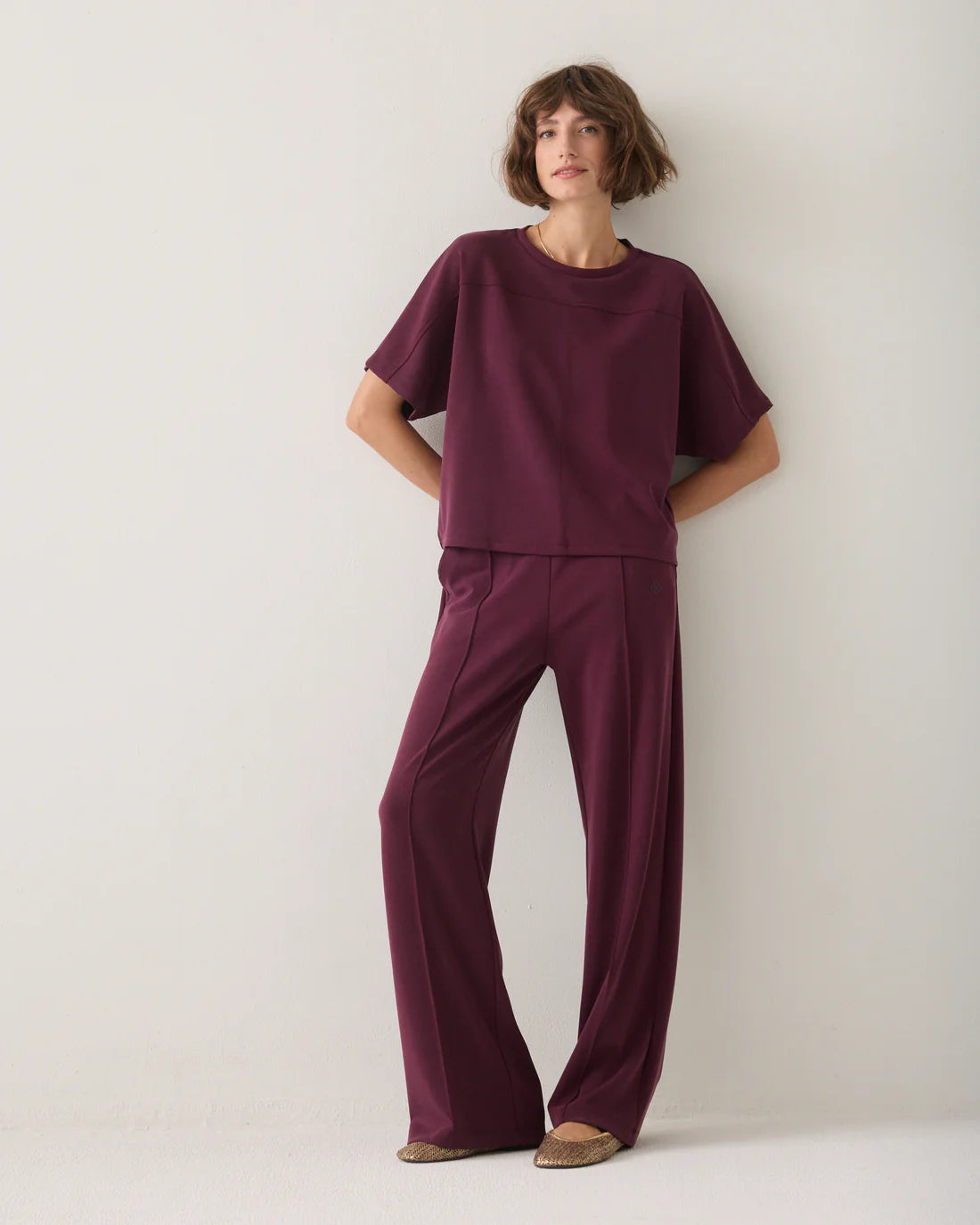Soft Scuba Boxy Top in Dark Burgundy
