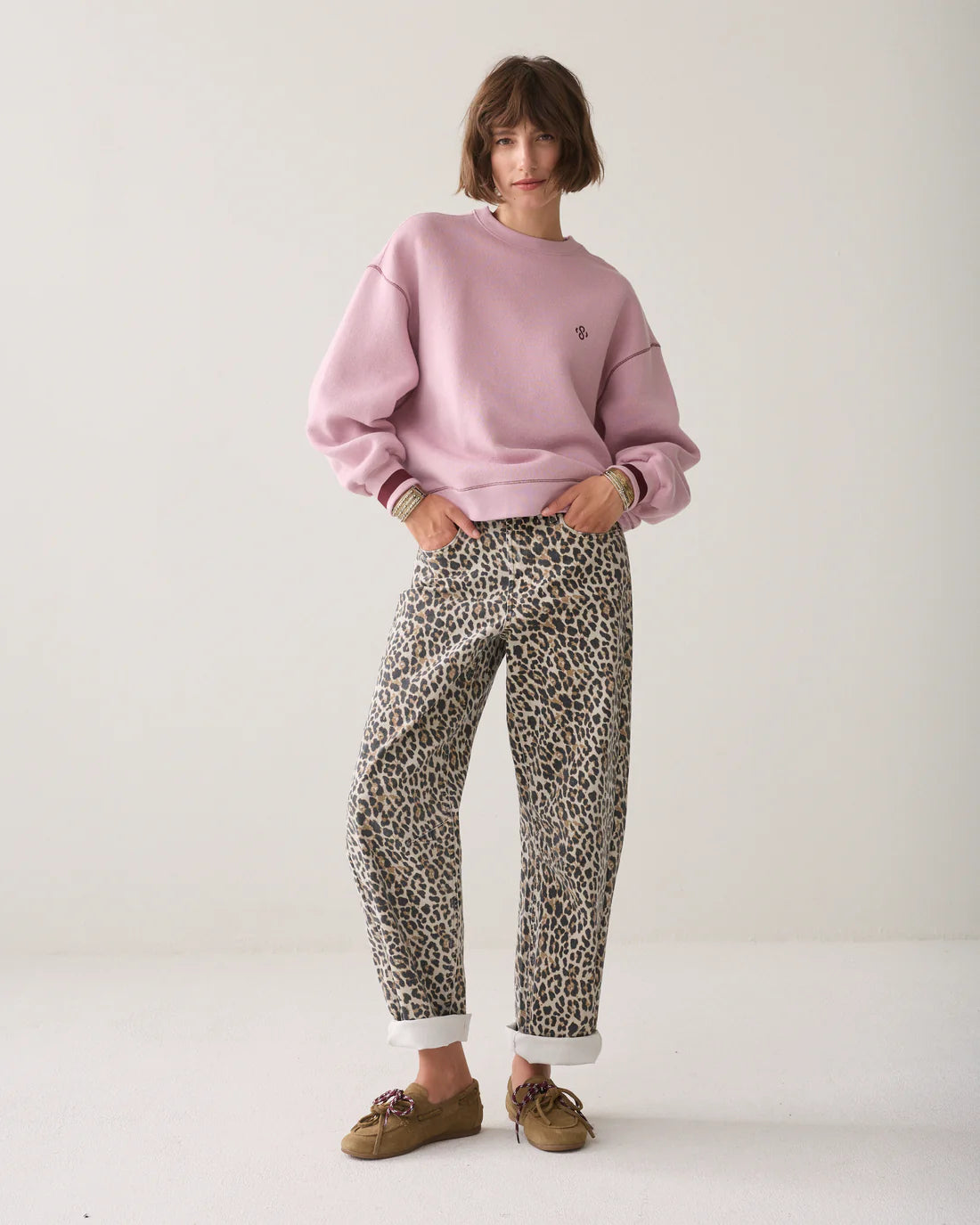 Oversized Contrast Sweatshirt in Faded pink