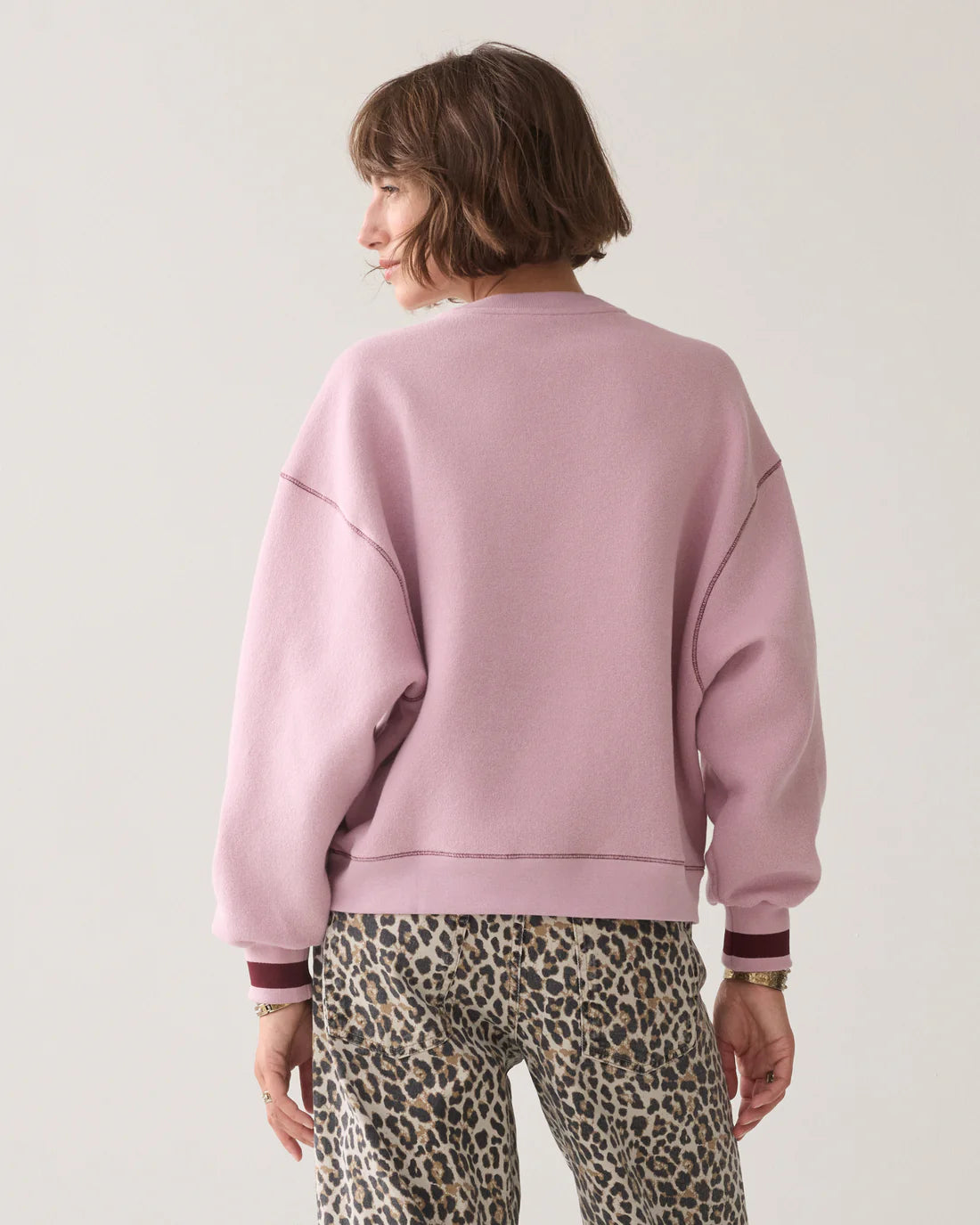 Oversized Contrast Sweatshirt in Faded pink