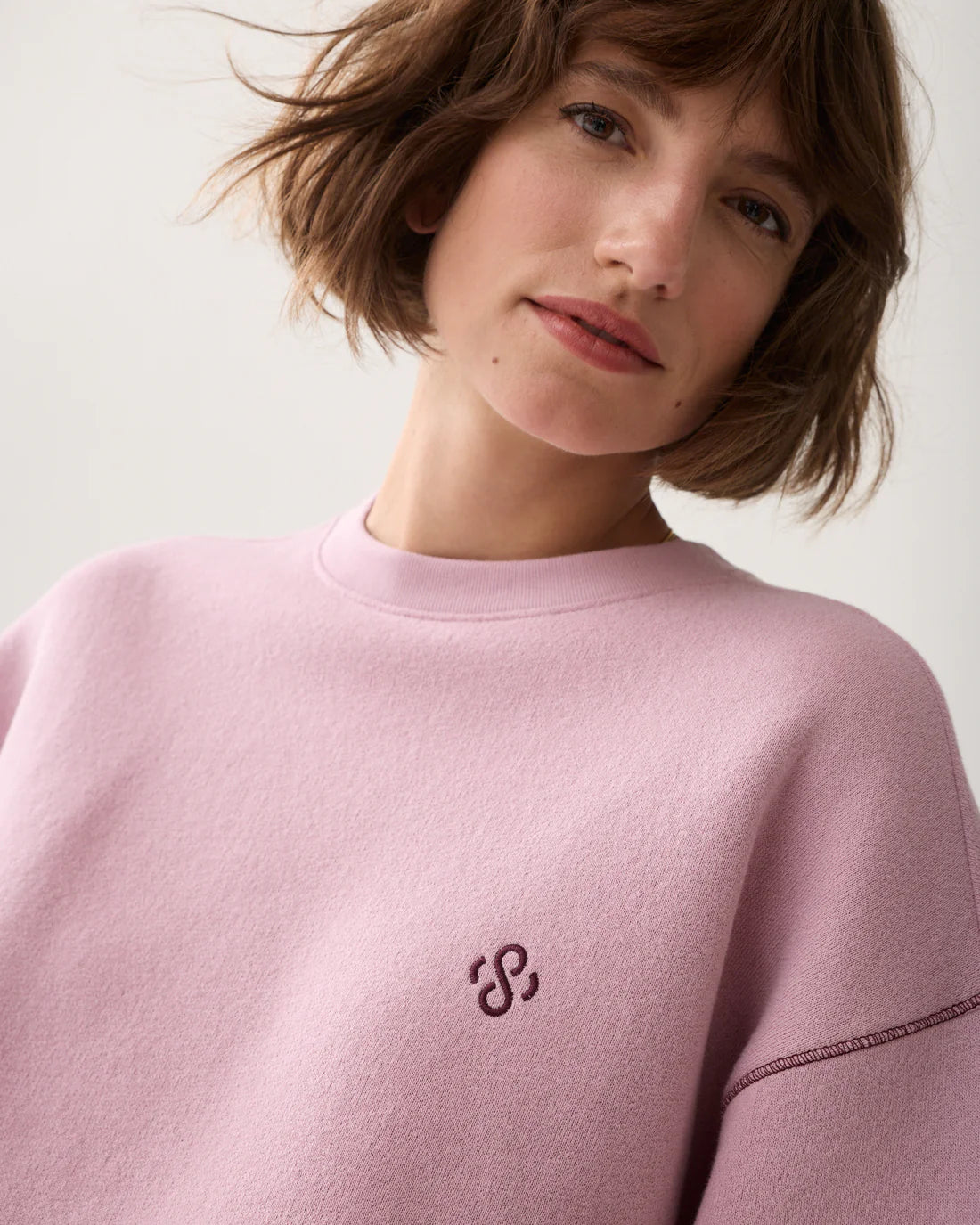 Oversized Contrast Sweatshirt in Faded pink