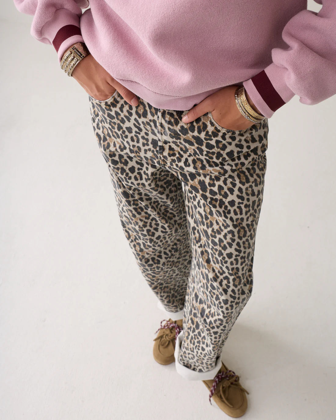Oversized Contrast Sweatshirt in Faded pink