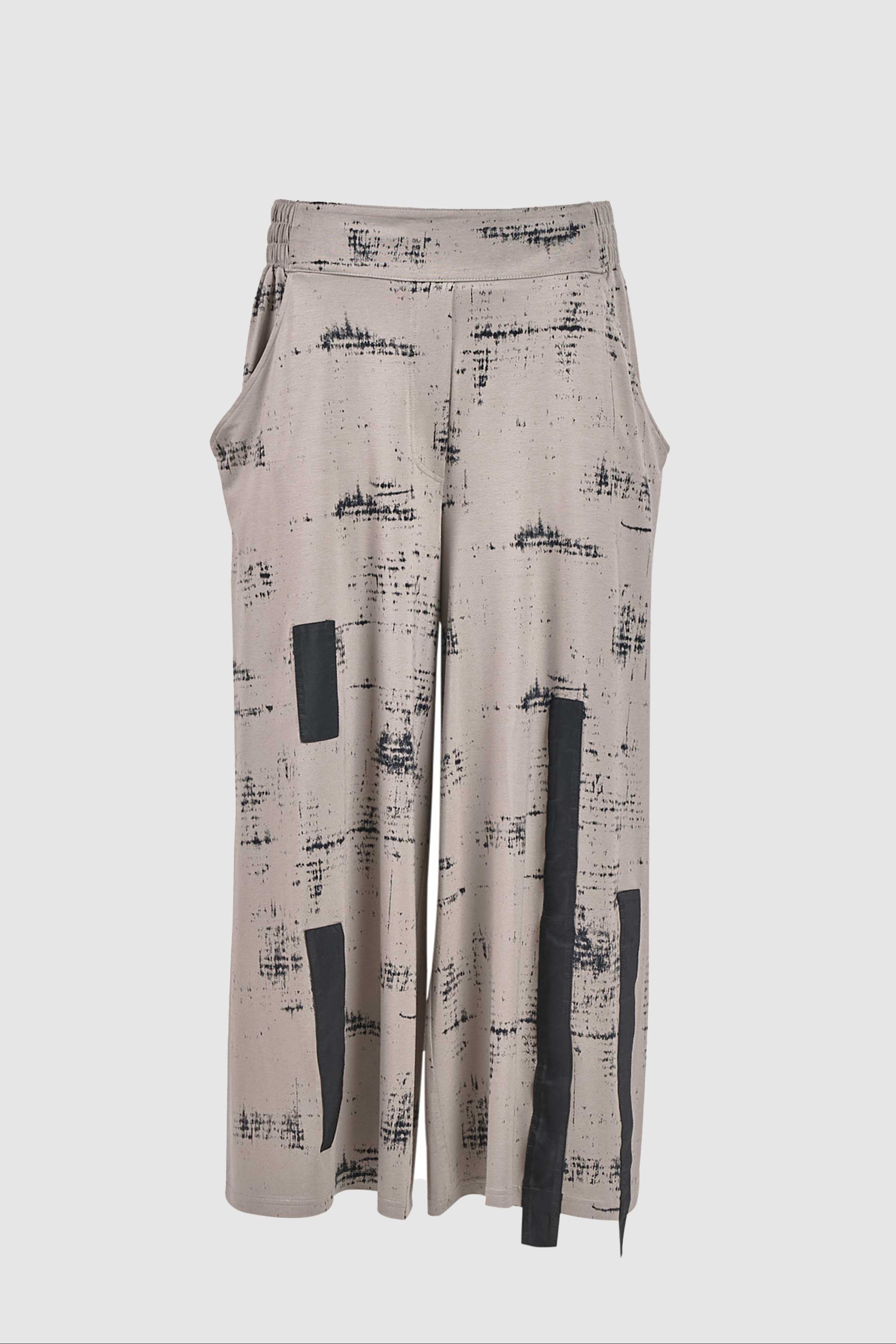 Print Tab Detail Trousers in Sand